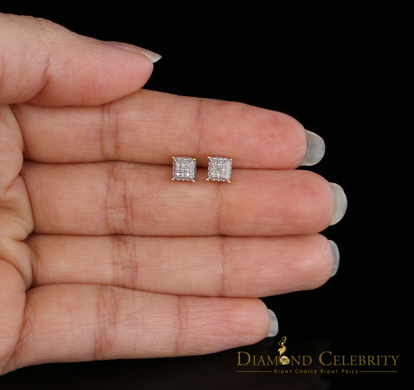 DiamondCelebriteesMen's/Women's 10K Real Yellow Gold with 0.05CT Real Diamond Stud Micro Earring