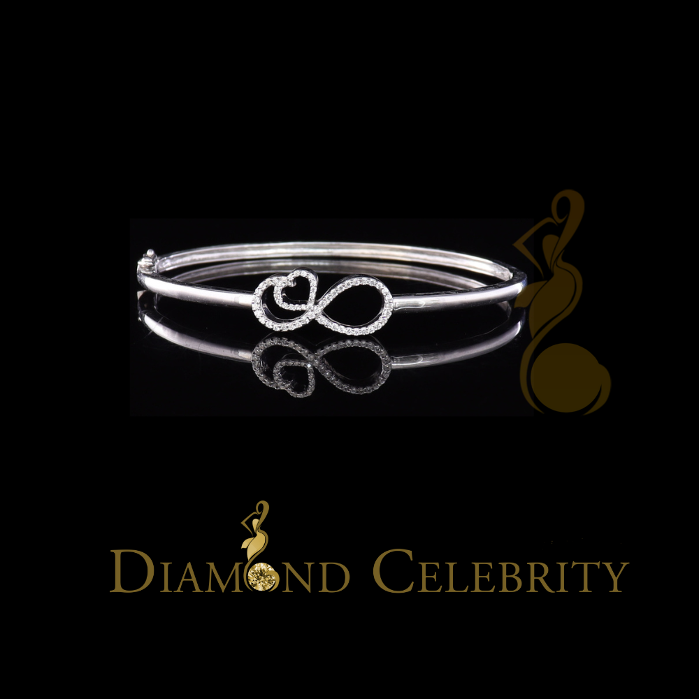 DiamondCelebritees Sterling Silver White Style Heart Bangle 0.50ct Cubic Zirconia SZ 2.49 Inches