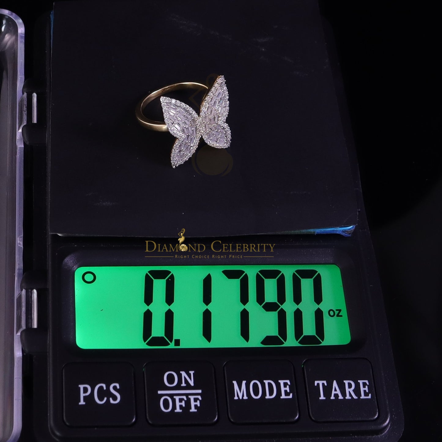 DiamondCelebritees Men's/Womens 925 Silver Yellow 1.50ct VVS 'D' Moissanite Butterfly Rings Size 7