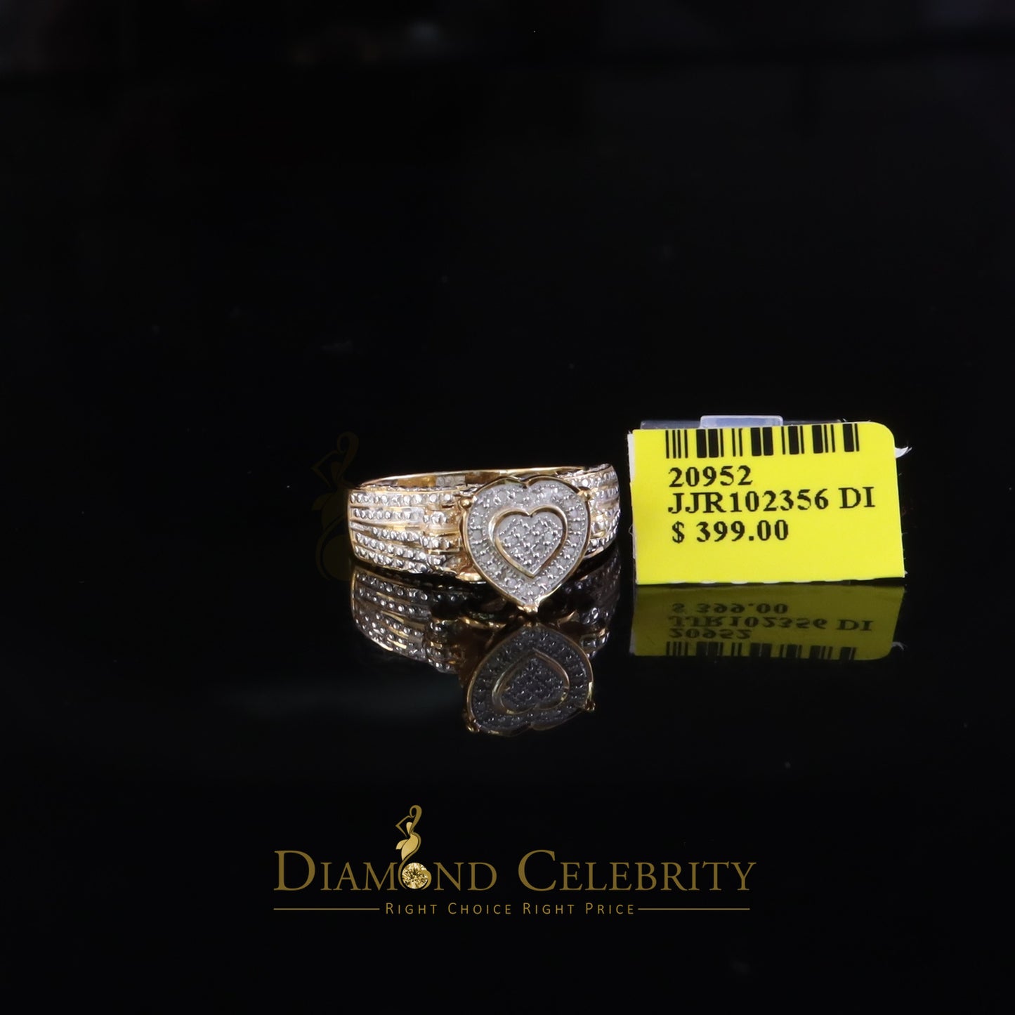 DiamondCelebritees Yellow Silver Heart Ring SZ 7 Real Diamond 0.10ct 925 Sterling Womens Engagement