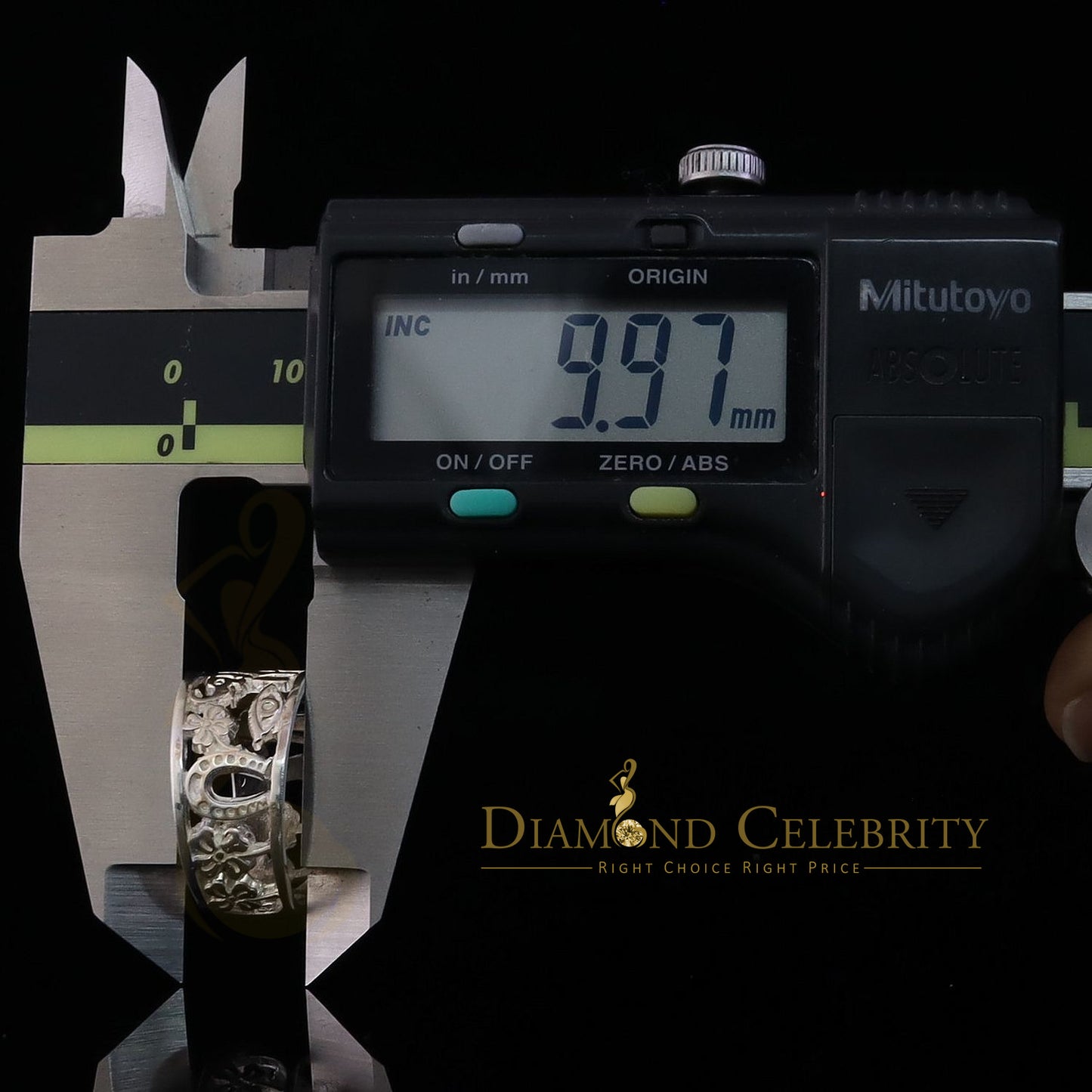 DiamondCelebritees Religious White 925 Sterling Silver Open Lucky Symbol Band Women's Ring SZ 7