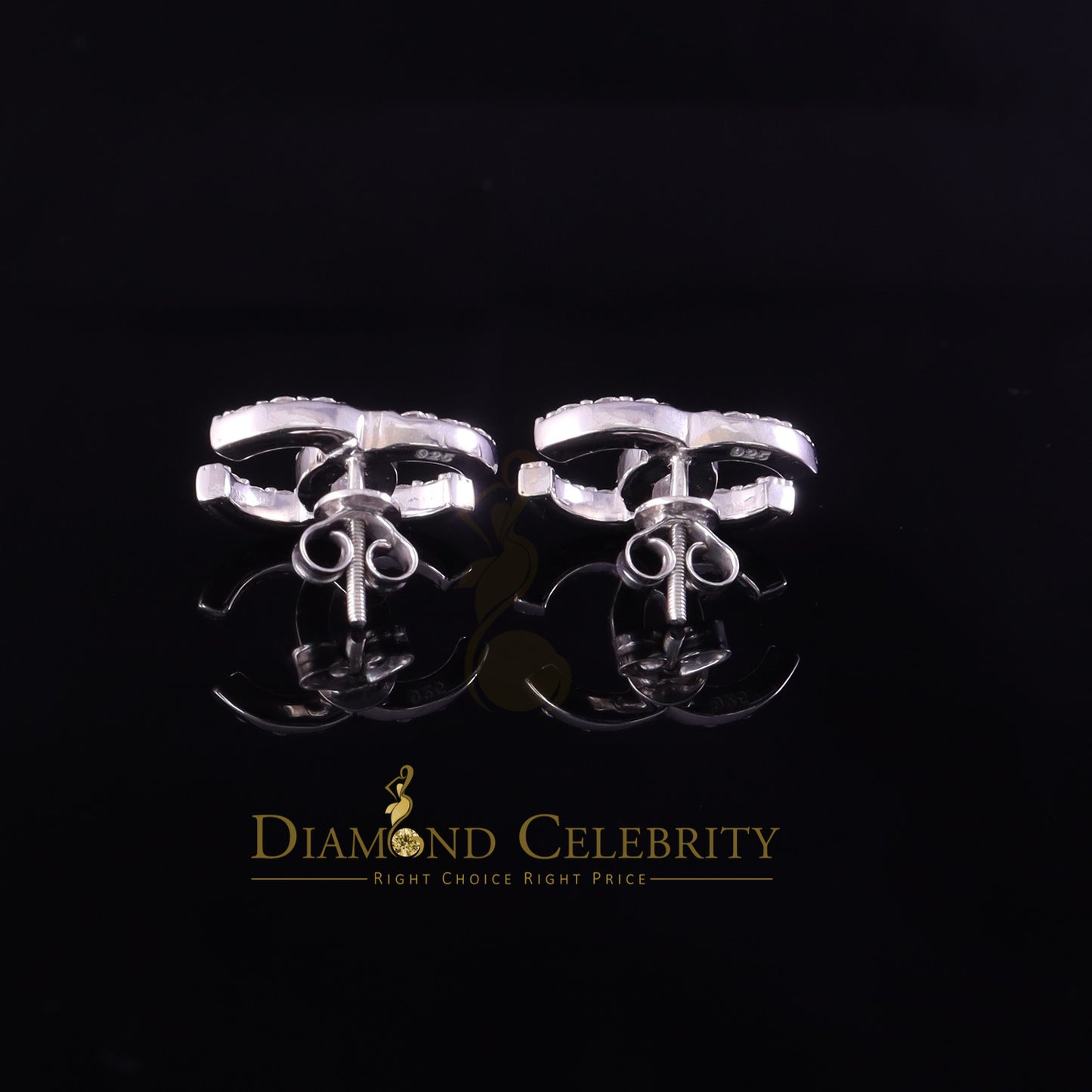 Diamondcelebritees 1.25ct VVS 'D' Moissanite Mens/Womens 925 Silver White Stud Earrings