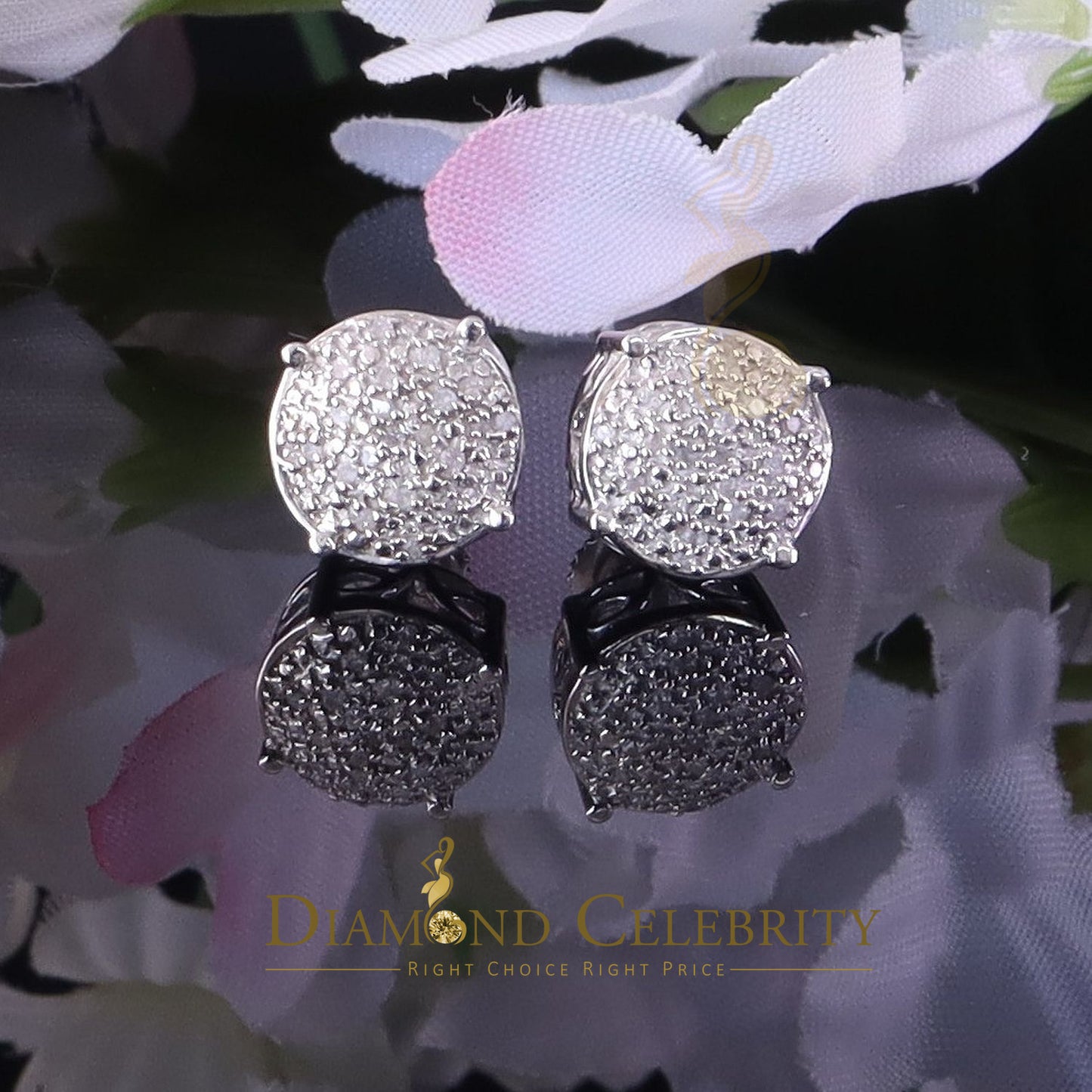 DiamondCelebritees 0.10ct Diamond 925 Sterling White Silver for Men's & Womens Stud Round Earring