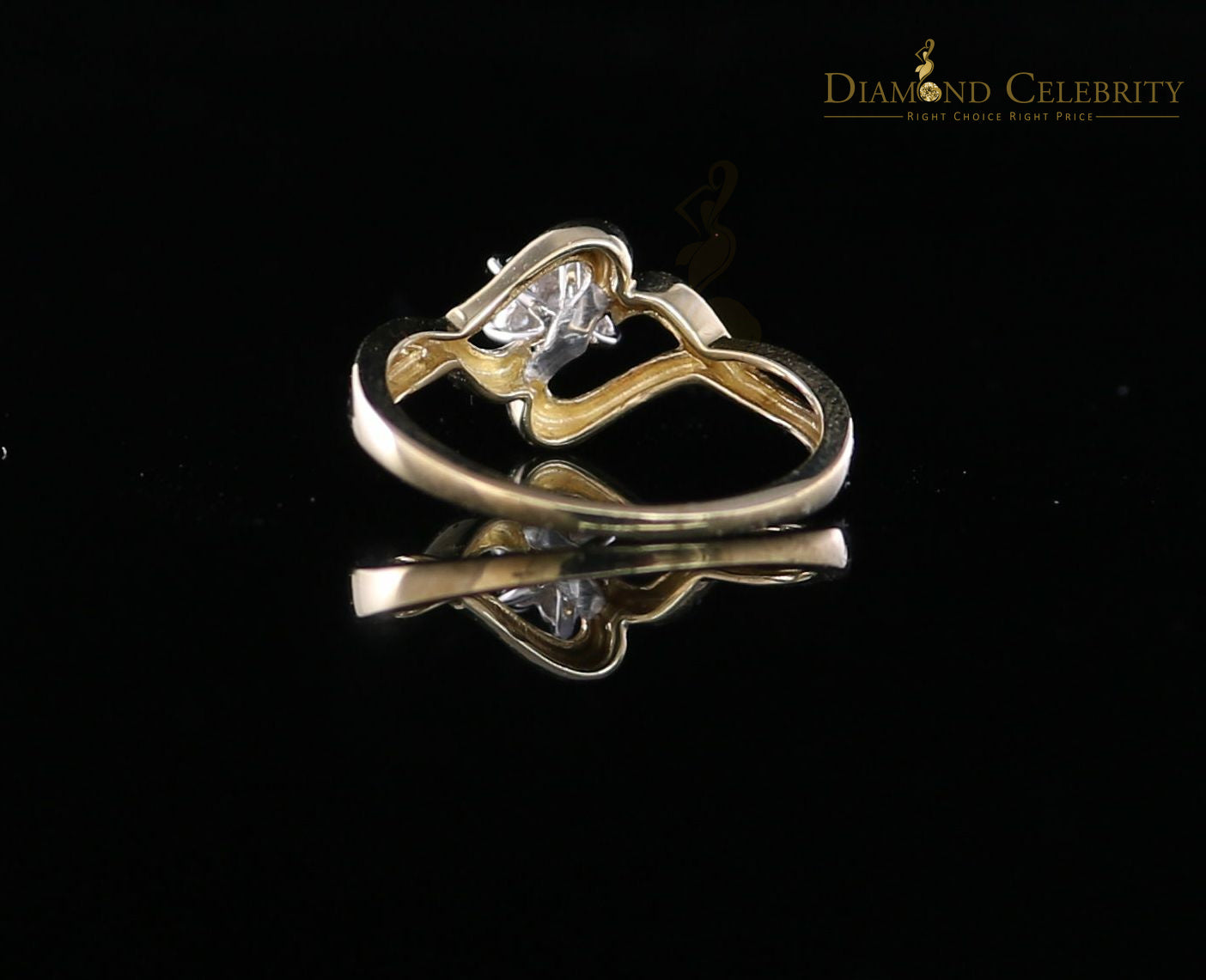 DiamondCelebritees 10 kt Real Yellow Gold with Real 0.15 CT Diamond FLOWER Womens Ring Size 7
