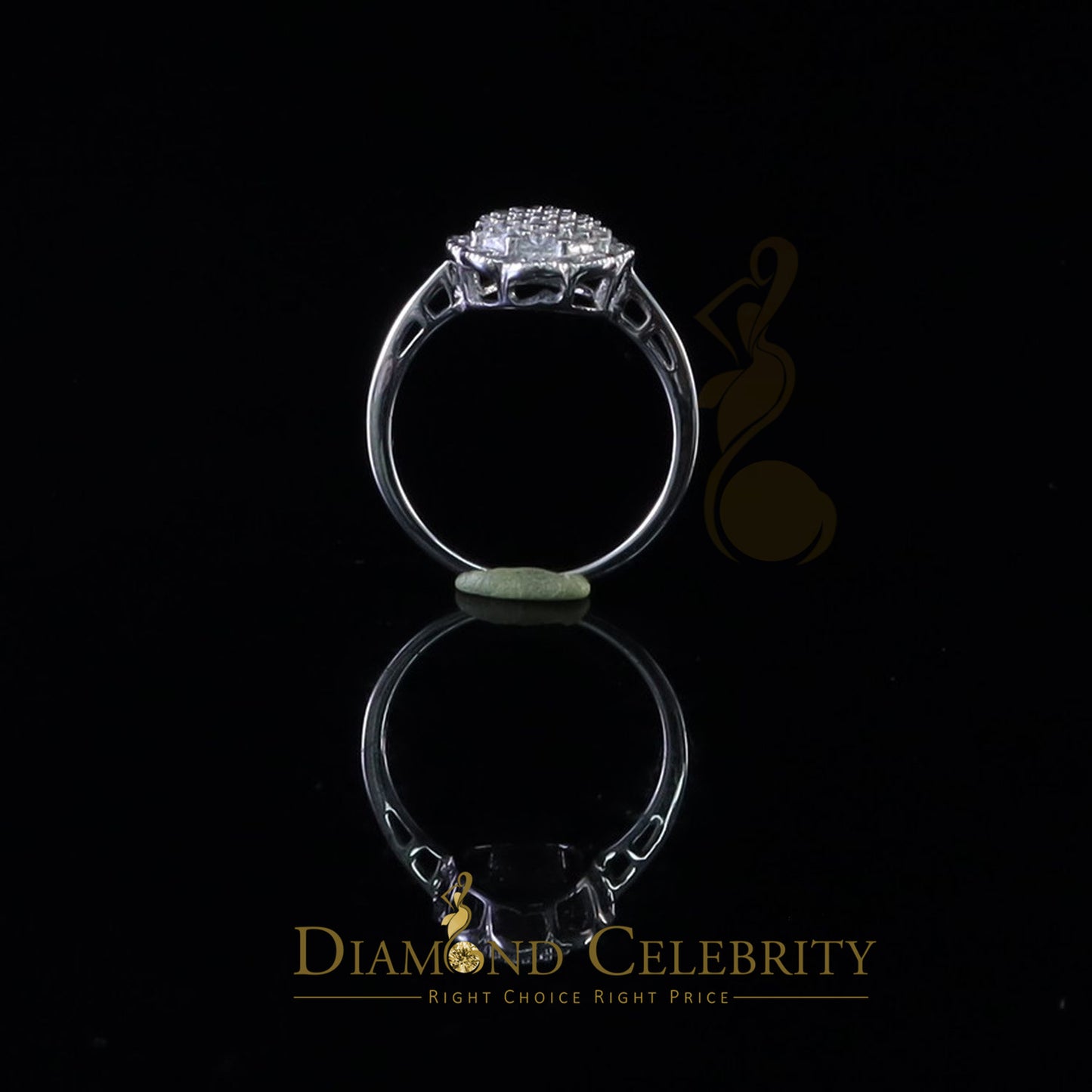 DiamondCelebritees 0.49ct Cubic Zirconia Sterling White Silver Flower Engagement Womens Ring Size 7