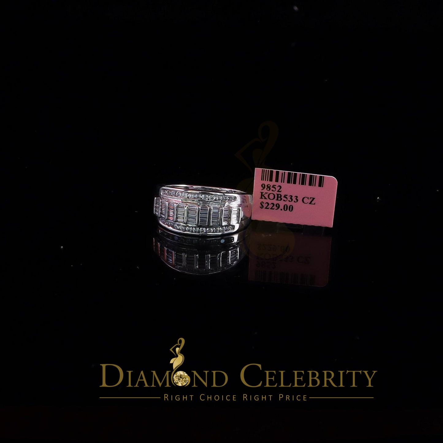 DiamondCelebritees 925 Sterling Silver White 1.75ct Cz Cindrella Men's Women's Ring Size 9