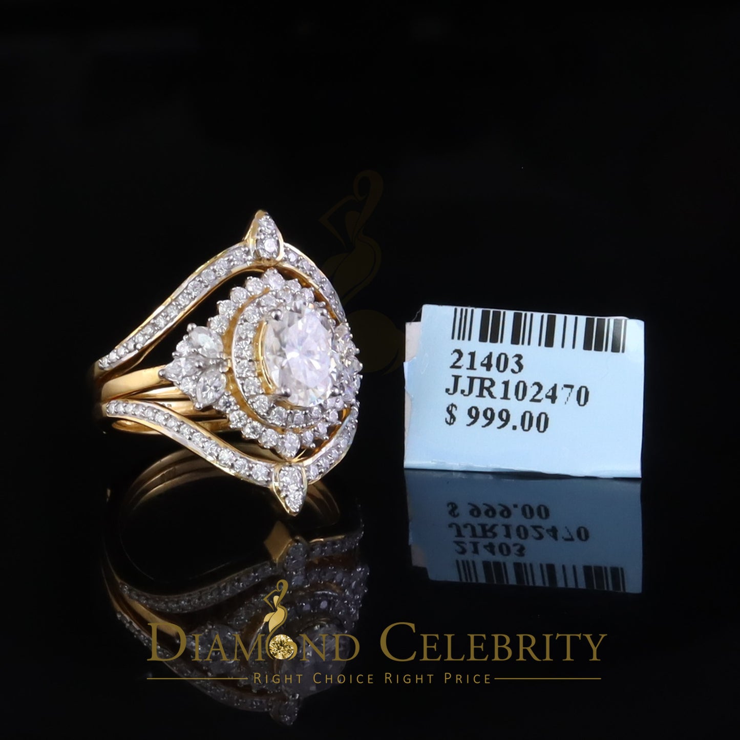 DiamondCelebritees 3.0ct Moissanite Yellow Oval Cut Enhancer 925 Silver Guard Wrap SZ7 Ring Women's