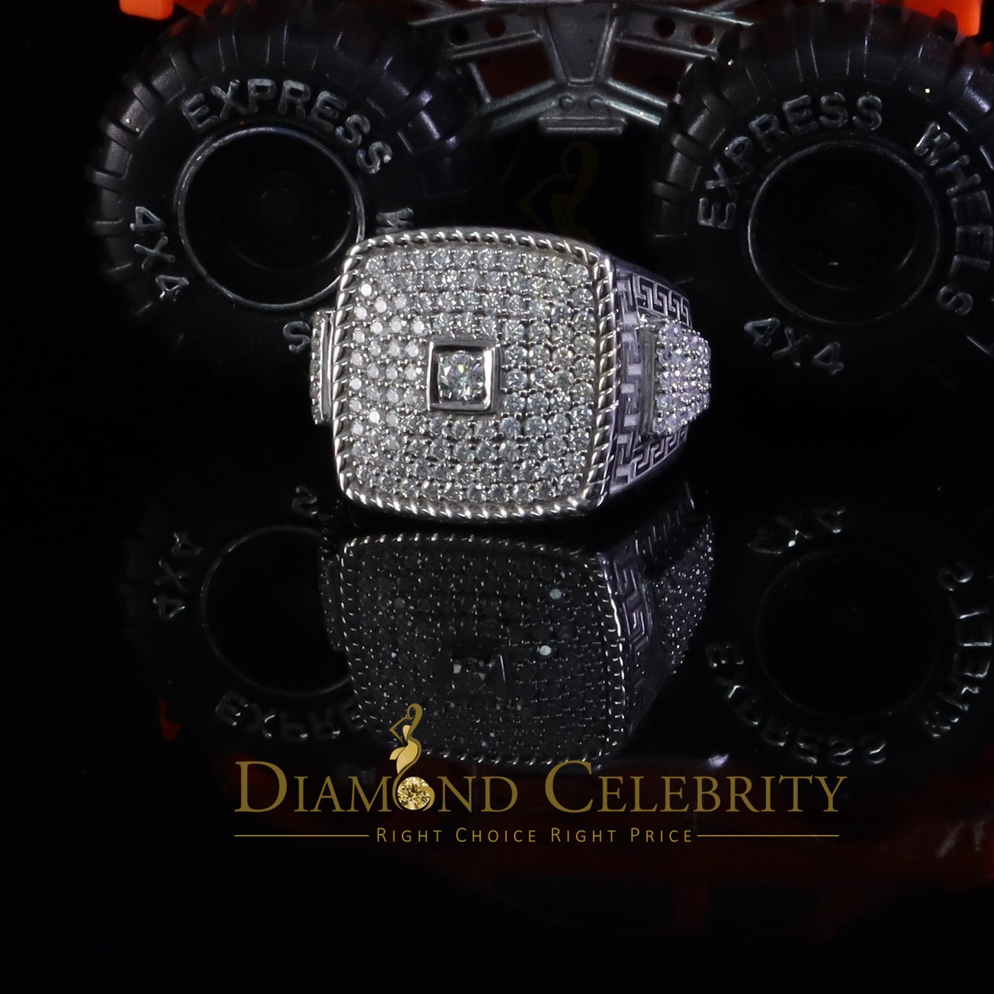 DiamondCelebritees Men's & Women's 925 Silver White VVS 'D' Square 3.00ct Moissanite Rings Size 10
