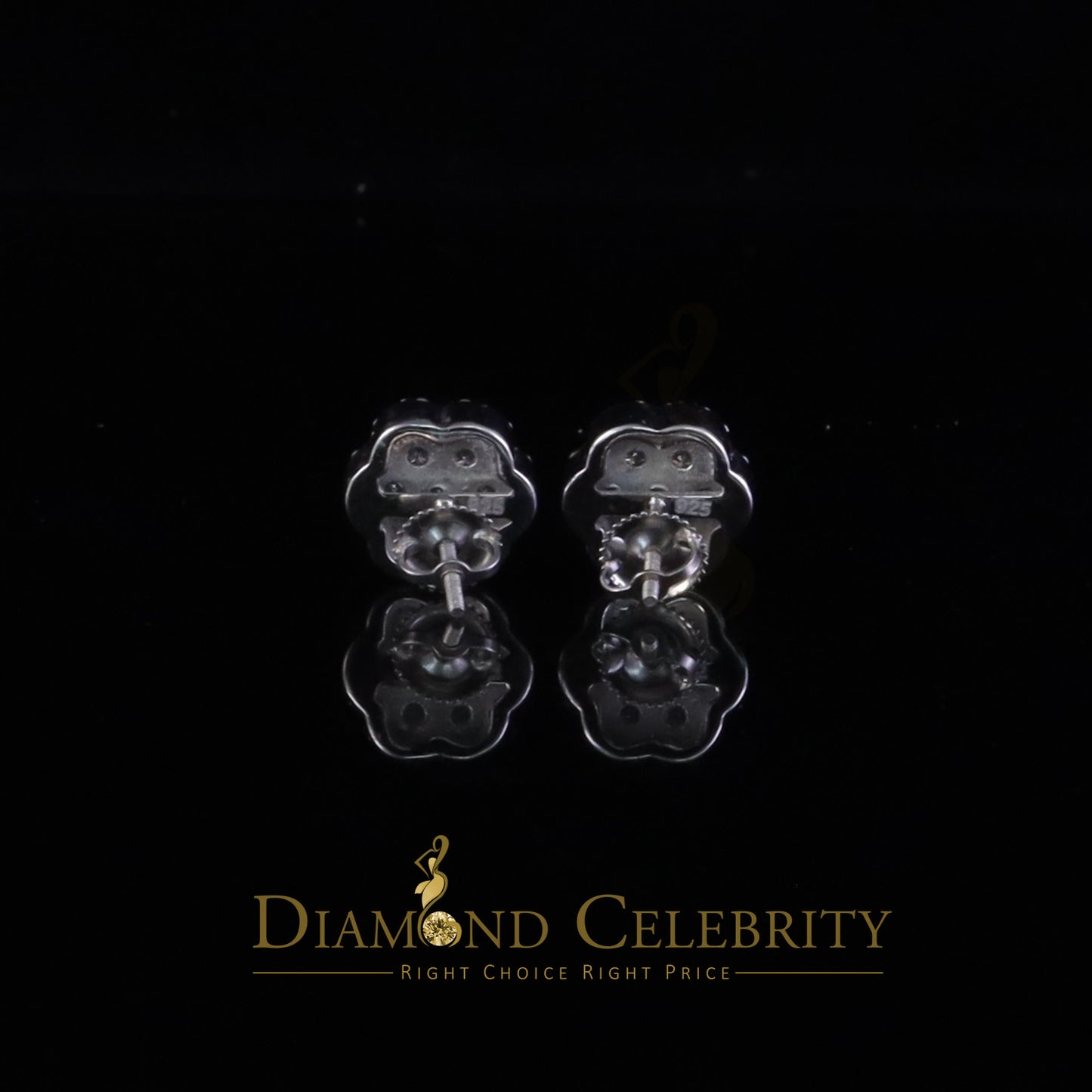 Diamondcelebritees 1.50ct VVS 'D' Moissanite Men's/Women 925 Silver White Flower Shape Stud Earring