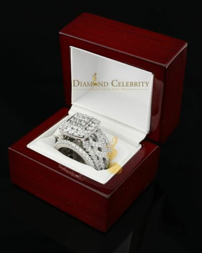 DiamondCelebritees Sterling Silver Square Cubic Zirconia 10.92ct Wedding White Womens Ring SIZE 8