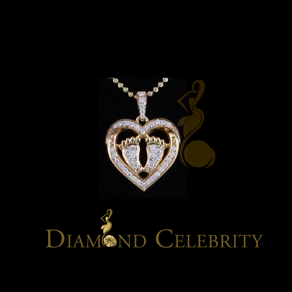 Diamondcelebritees 1.50ct Yellow Heart Child feet Mom 925 VVS D Silver Moissanite Women Pendant