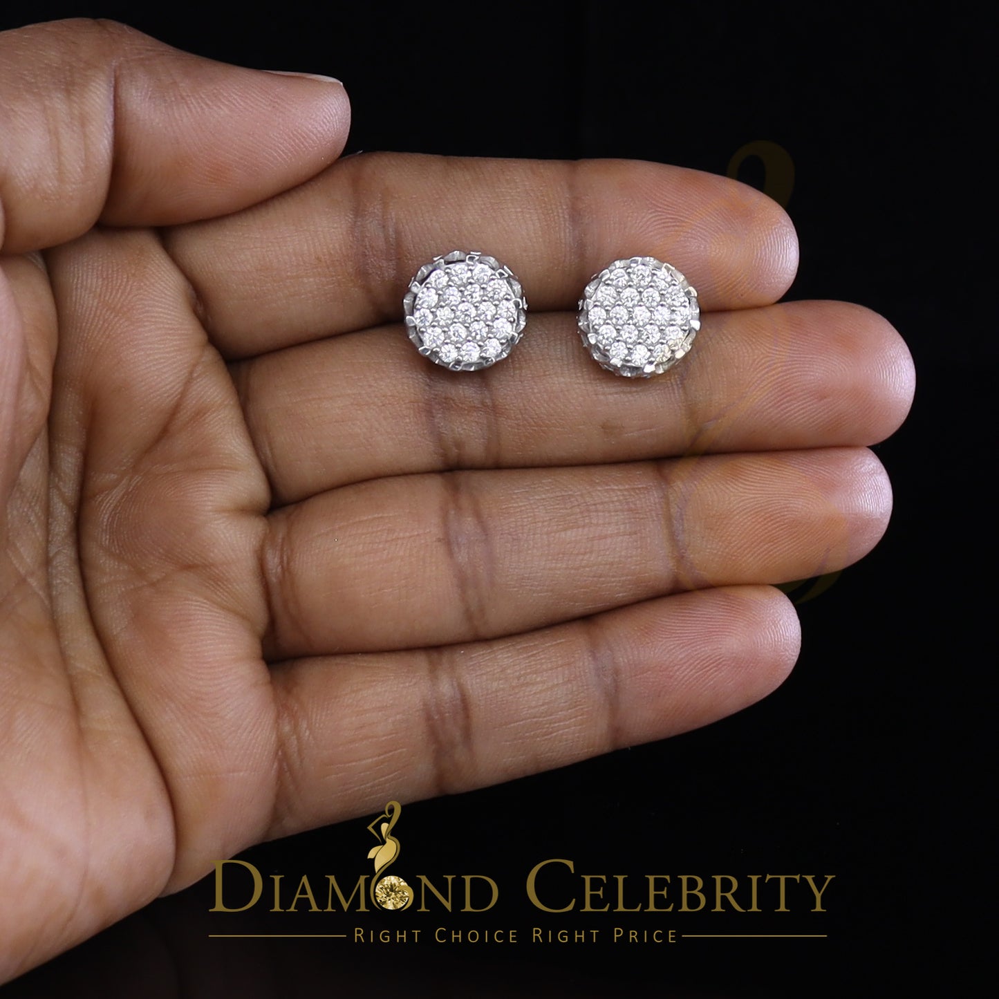 DiamondCelebritees White 925 Sterling Silver 2.04ct Cubic Zirconia Women's & Men's Floral Earrings