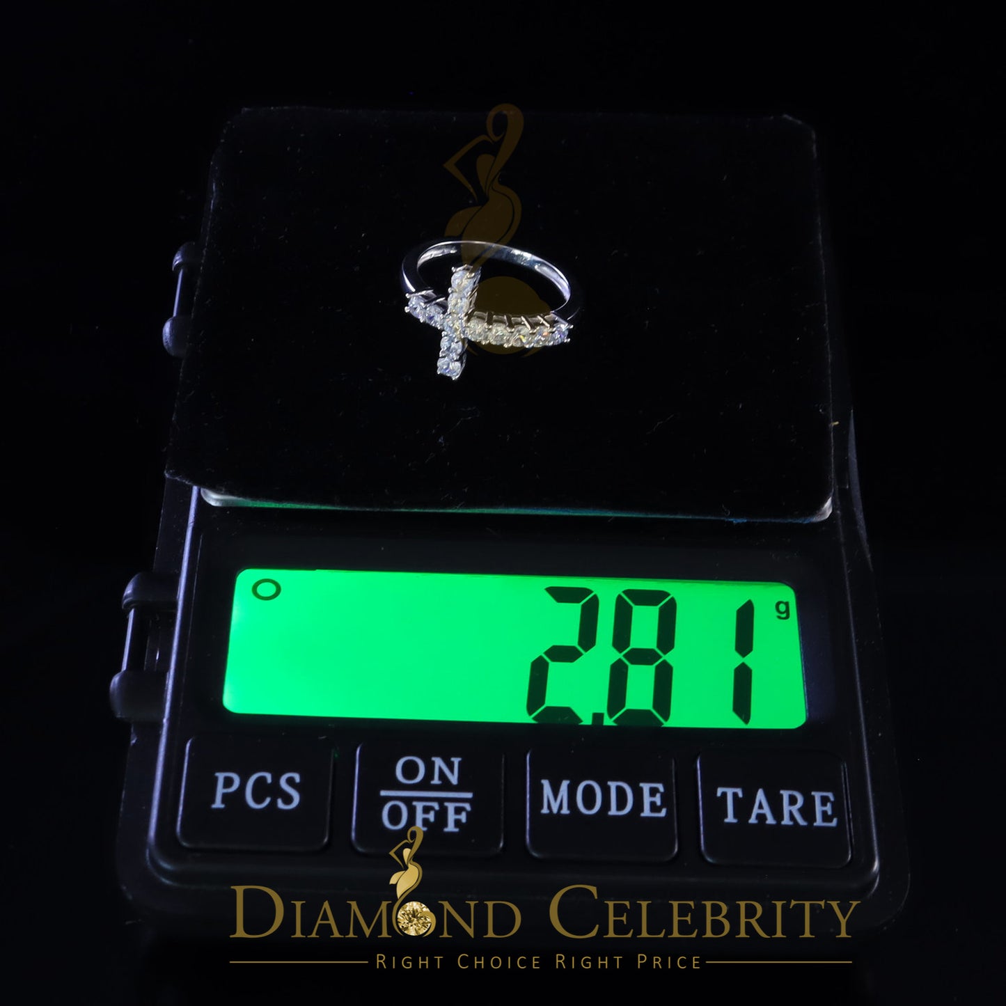 DiamondCelebritees 1.50ct Cubic Zirconia 925 Sterling White Silver Cross Womens Fashion Ring Size 8