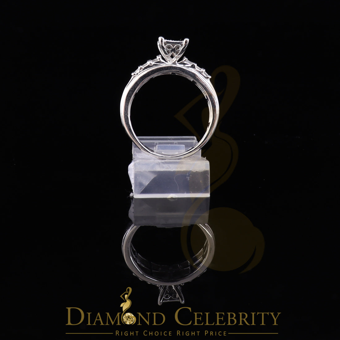 DiamondCelebritees 0.25ct Real Diamond 925 Sterling White Silver Shine Womens Square Ring SZ 7