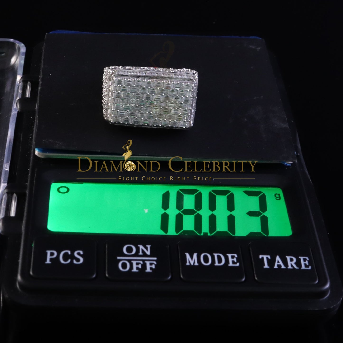DiamondCelebritees Rectangle Rings Size 10 for Men's 925 White Silver 6.50ct VVS 'D' Moissanite