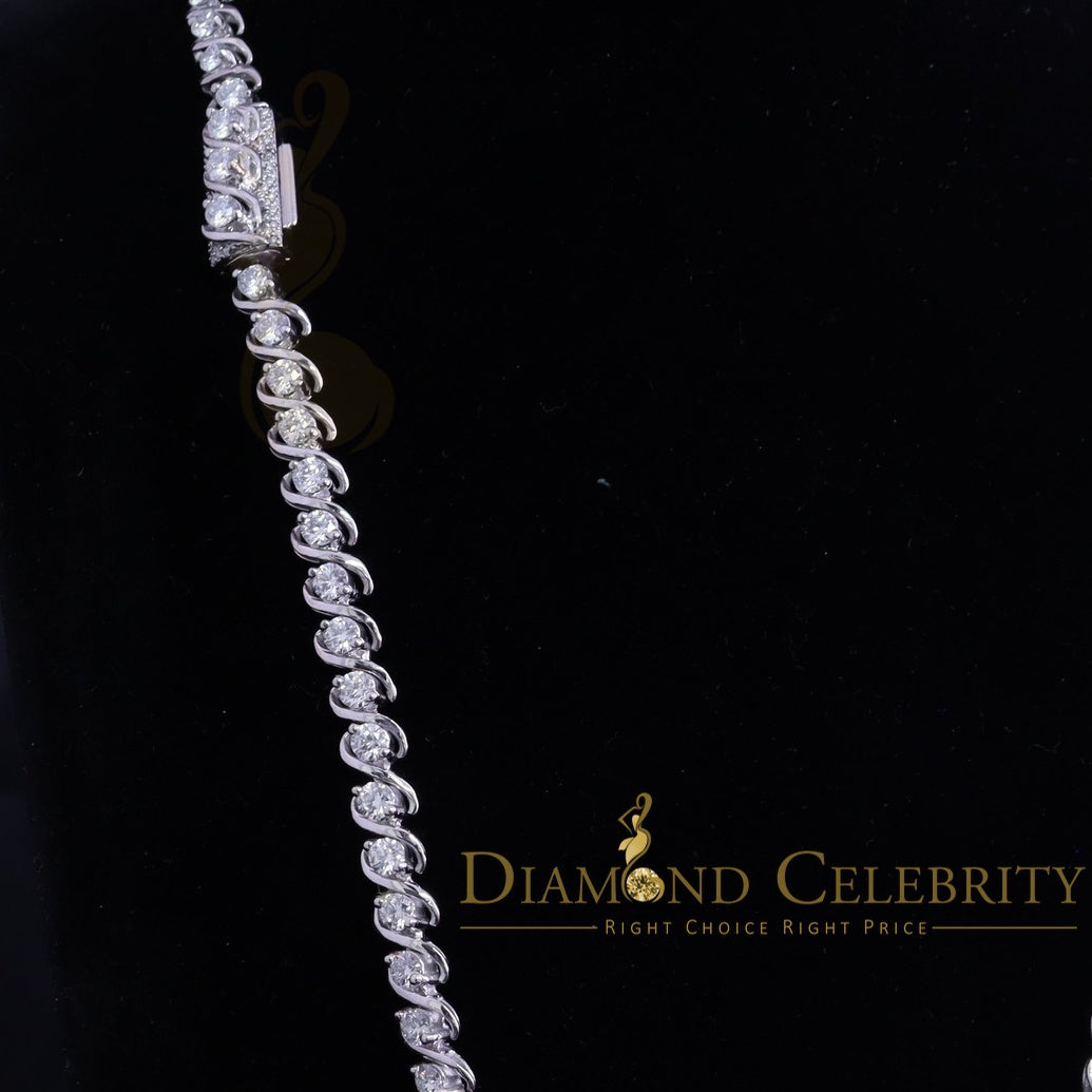 DiamondCelebritees 925 Silver White 20ct Moissanite Tennis Men's Necklace size 21.5 inch & Widt 6mm