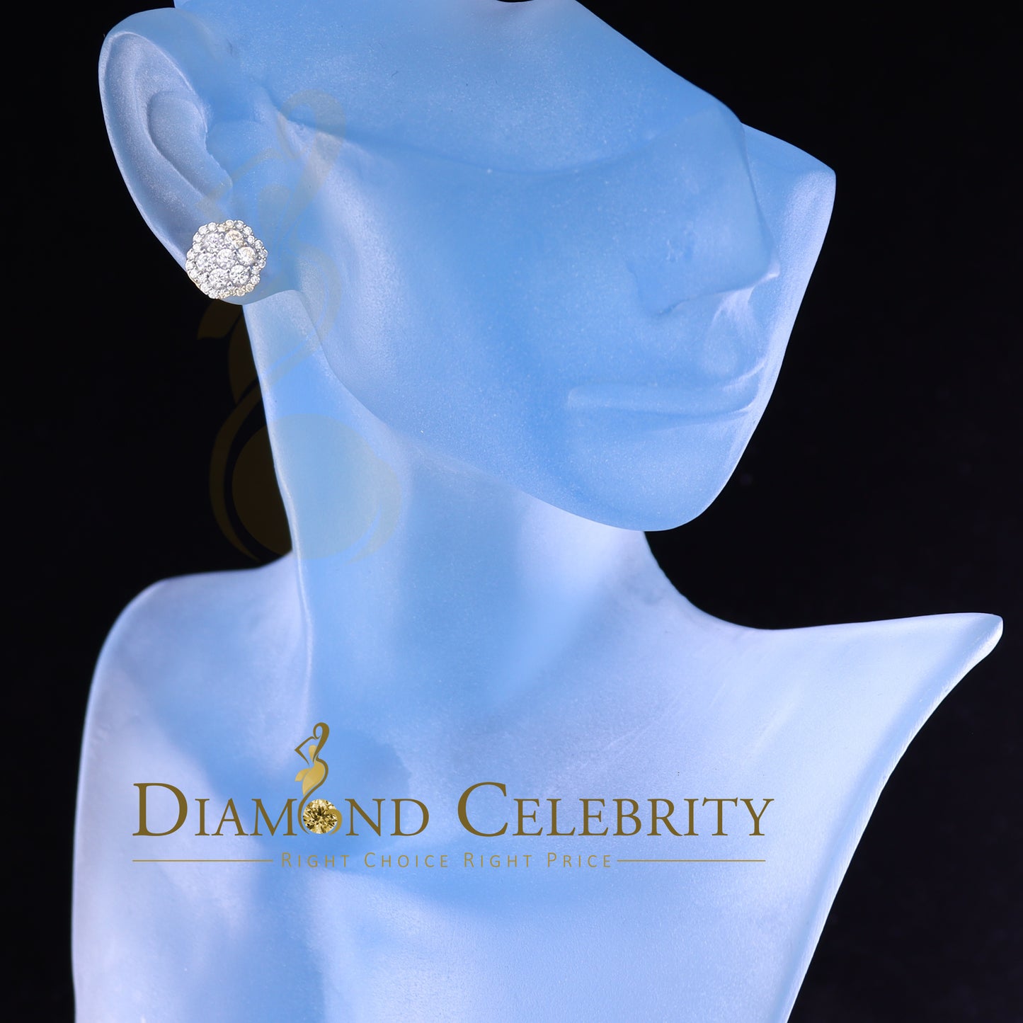 DiamondCelebritees 925 Yellow Silver 1.74ct Cubic Zirconia Flower Earrings For Ladies / Gent's