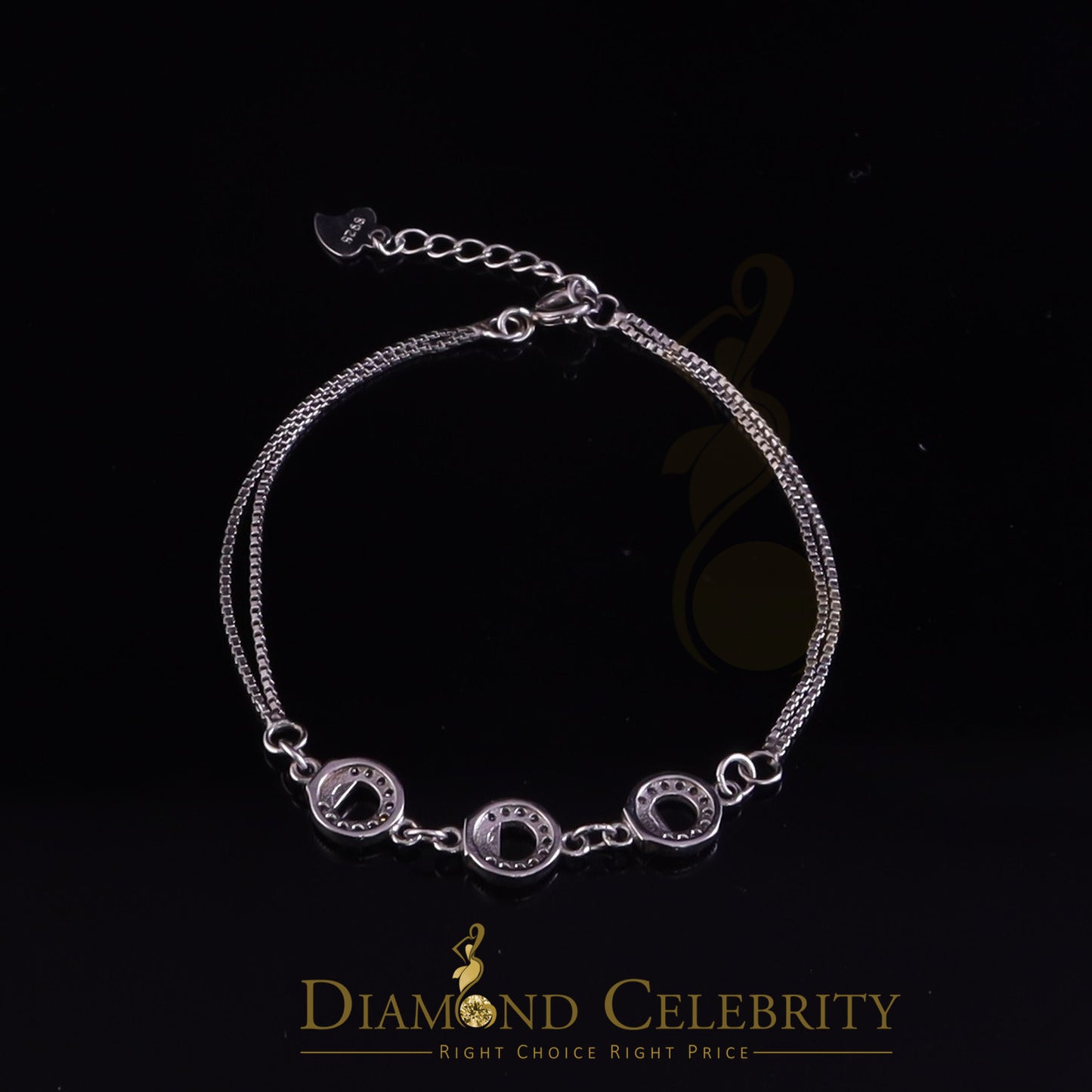 Diamondcelebritees 925 Sterling Silver Ladies Bracelet White with Cubic Zirconia Stone Size 7 Inch