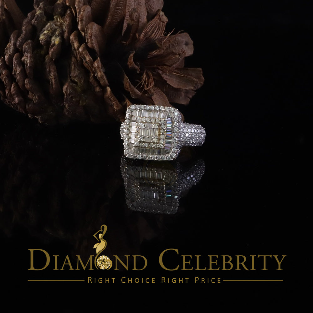 DiamondCelebritees Men's 925 Yellow 925 Silver 5.50ct VVS 'D' Moissanite Square Pinky Rings Size 10