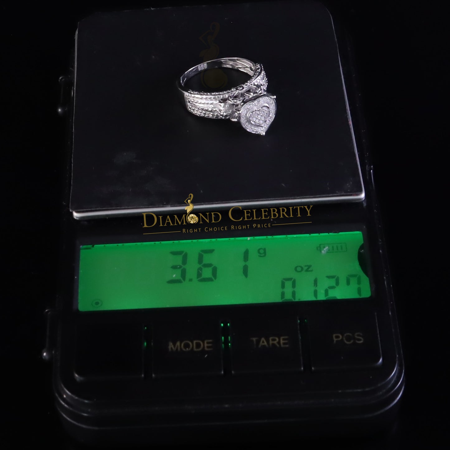 DiamondCelebritees Real Diamond 0.10ct White 925 Sterling Silver Womens Engagement Heart Ring SZ 7
