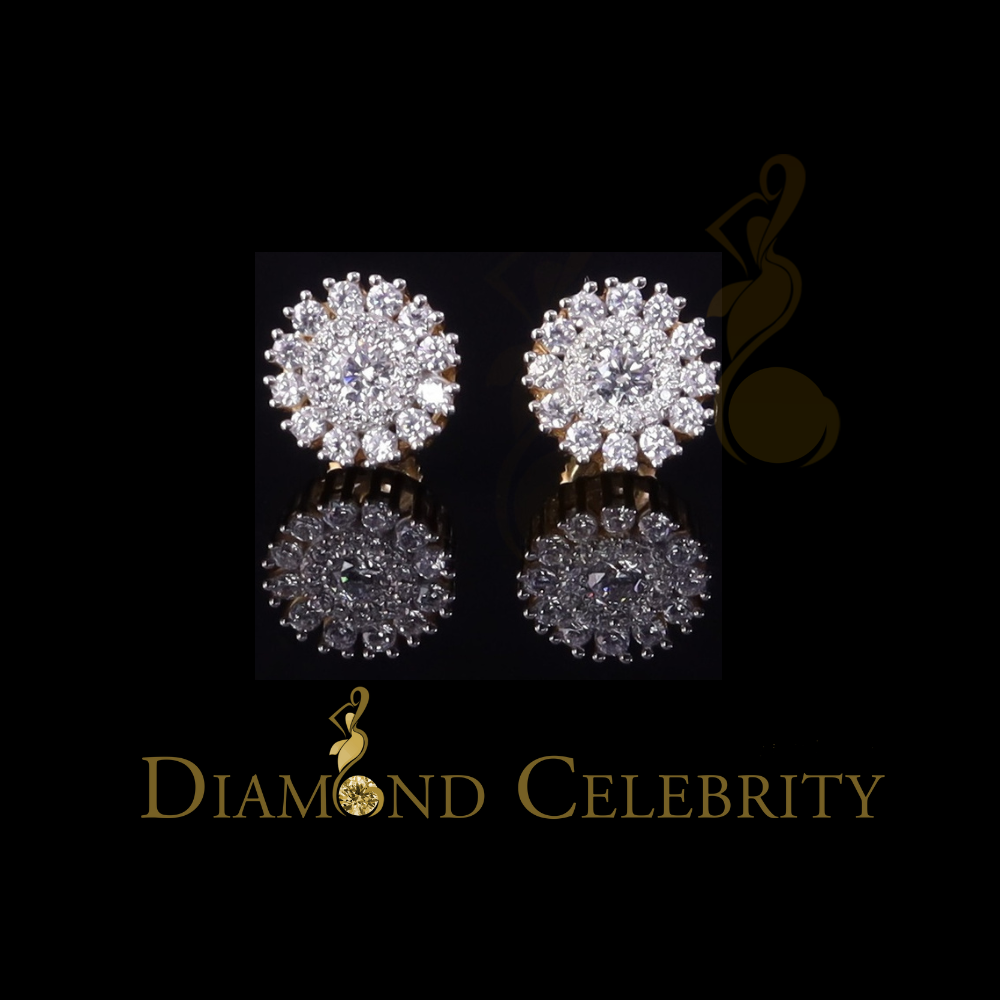DiamondCelebritees 1.00ct VVS 'D' Moissanite Men's/Womens 925 Silver Yellow Floral Stud Earrings