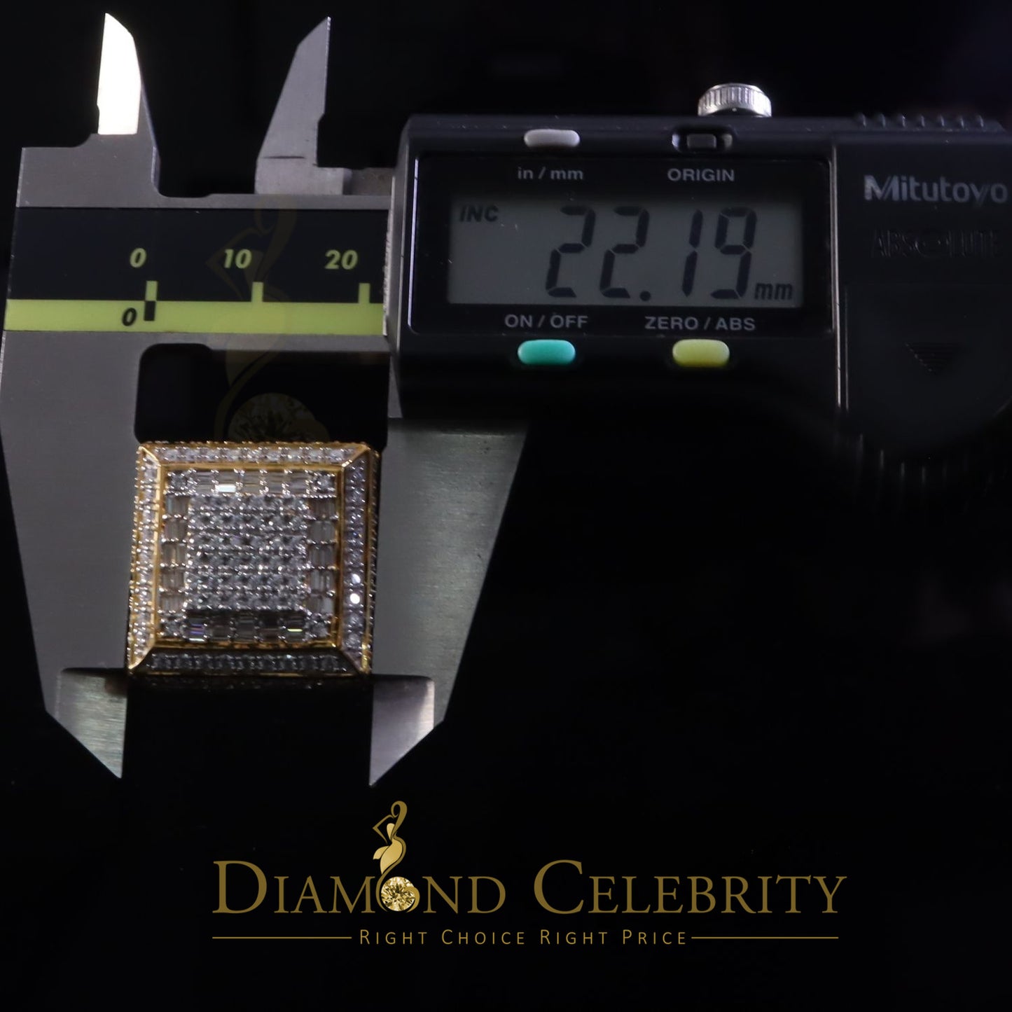 DiamondCelebritees 925 Sterling Silver 4.50ct VVS 'D' Moissanite Yellow Square Rings Size 10 Men's