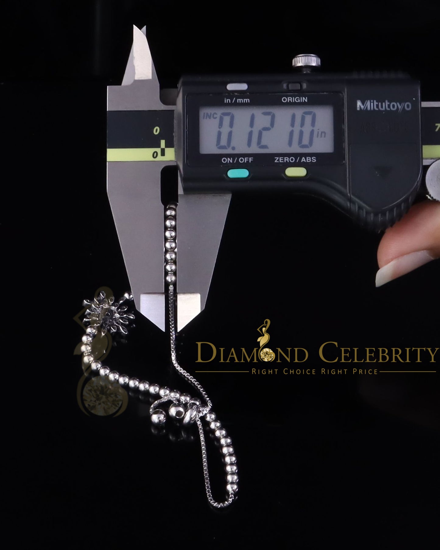 Diamondcelebritees 925 Sterling Silver Sparkling White Bracelet Cubic Zirconia Adjustable SZ 7 Inch