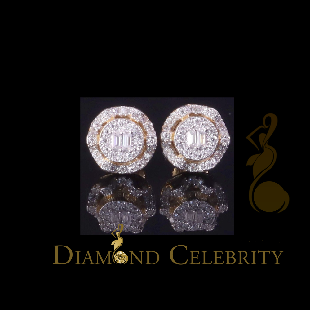 DiamondCelebritees 0.50ct VVS 'D' Moissanite Men's/Womens 925 Silver Yellow Round Stud Earrings