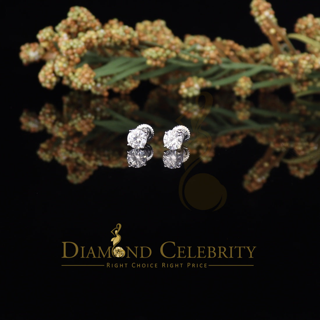 Diamondcelebritees Men's & Women's 925 Silver White 0.66ct VVS 'D' Color Moissanite Stud Earrings