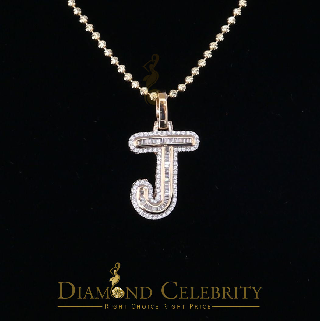 DiamondCelebritees Yellow Bugutte Initial All Alphabet Sterling Silver Pendant with Cubic Zirconia