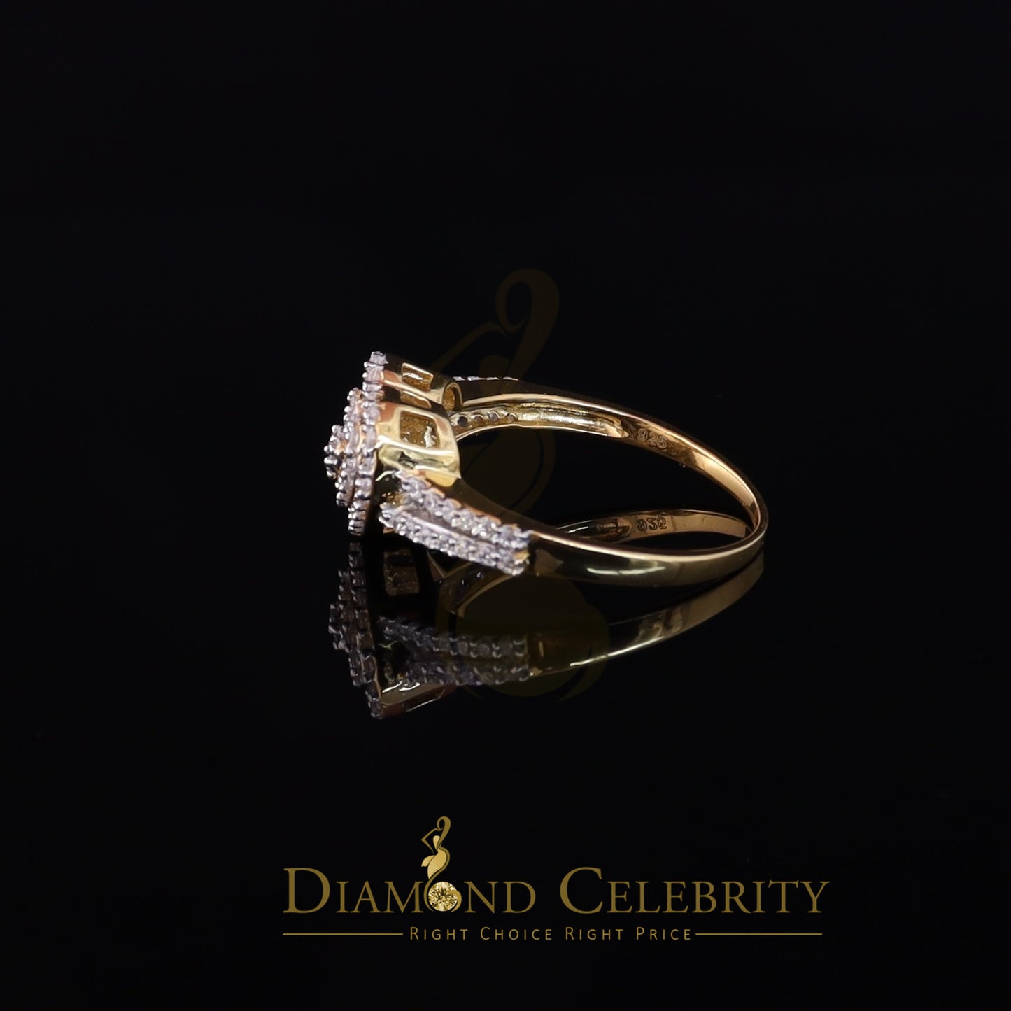 DiamondCelebritees 0.63ct Cubic Zirconia 925 Silver Shiny Yellow Heart Engagement Womens Ring SZ 7