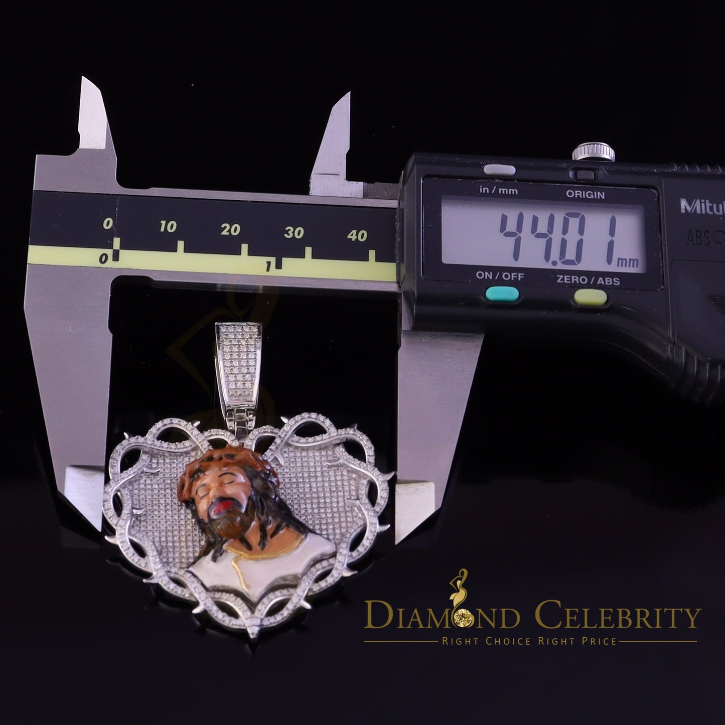 Diamondcelebritees 925 Sterling Silver 2.00ct Moissanite White Pendant Heart Thorn Jesus Pendant