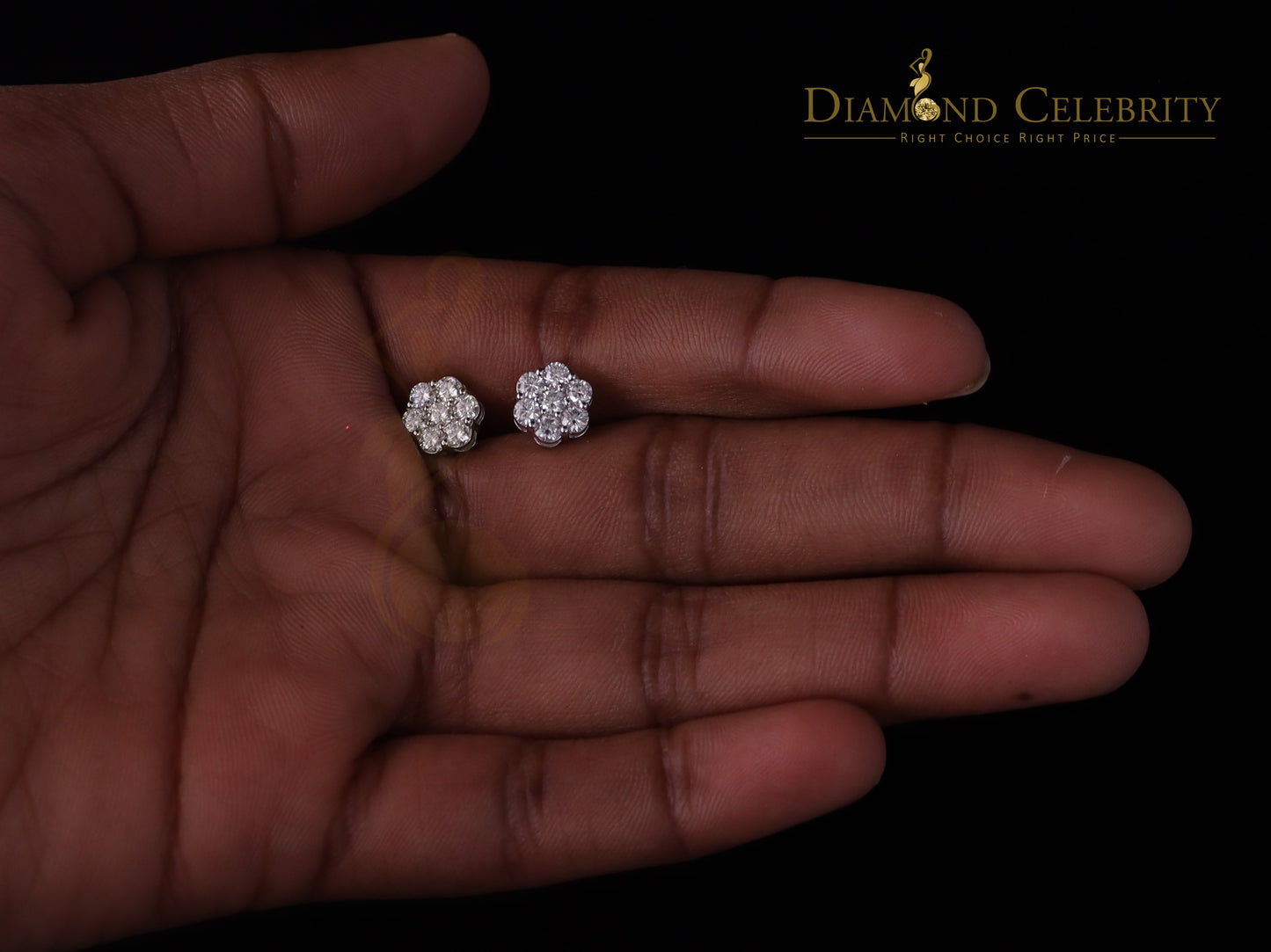 DiamondCelebritees 1.0ct Vvs 'D' Color Genuine Moissanite Stud FLORAL Earrings 10k Real White Gold