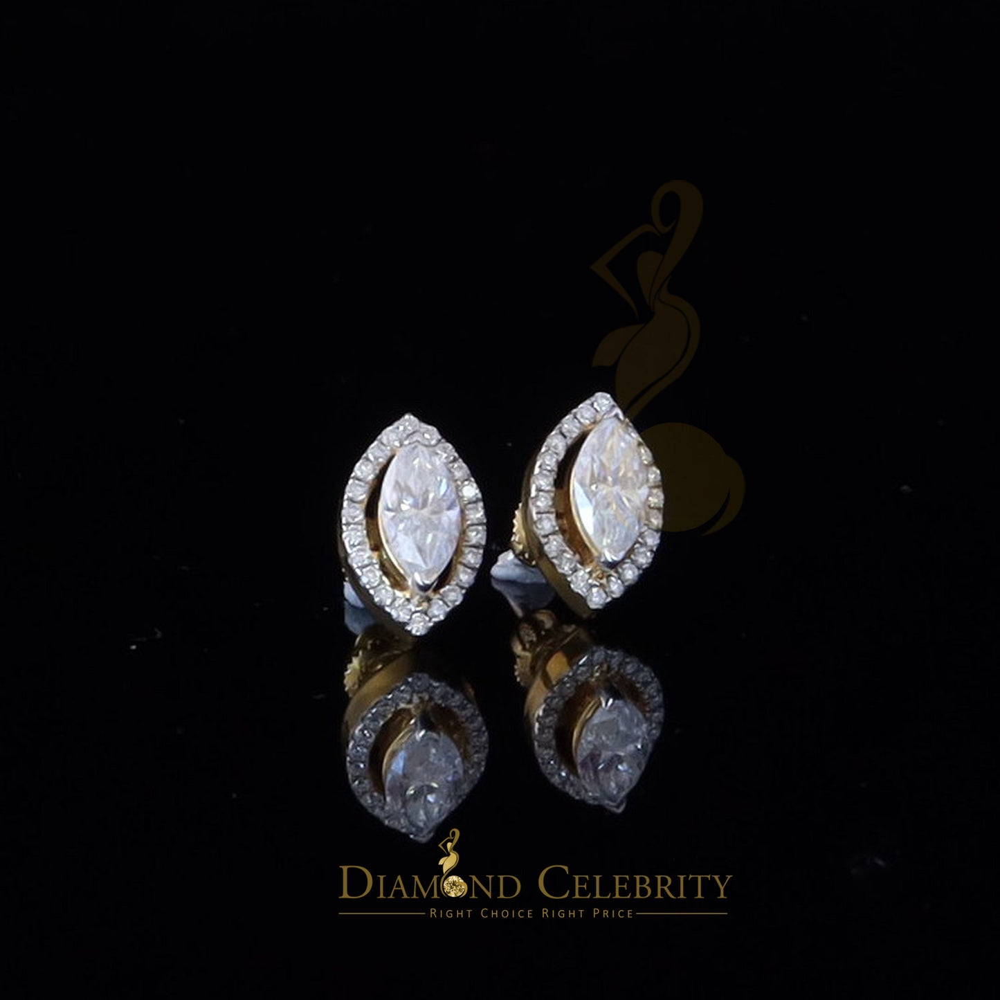 DiamondCelebritees Men's/Women's 925 Silver Yellow 2.50 ct VVS 'D' Moissanite Stud Earrings