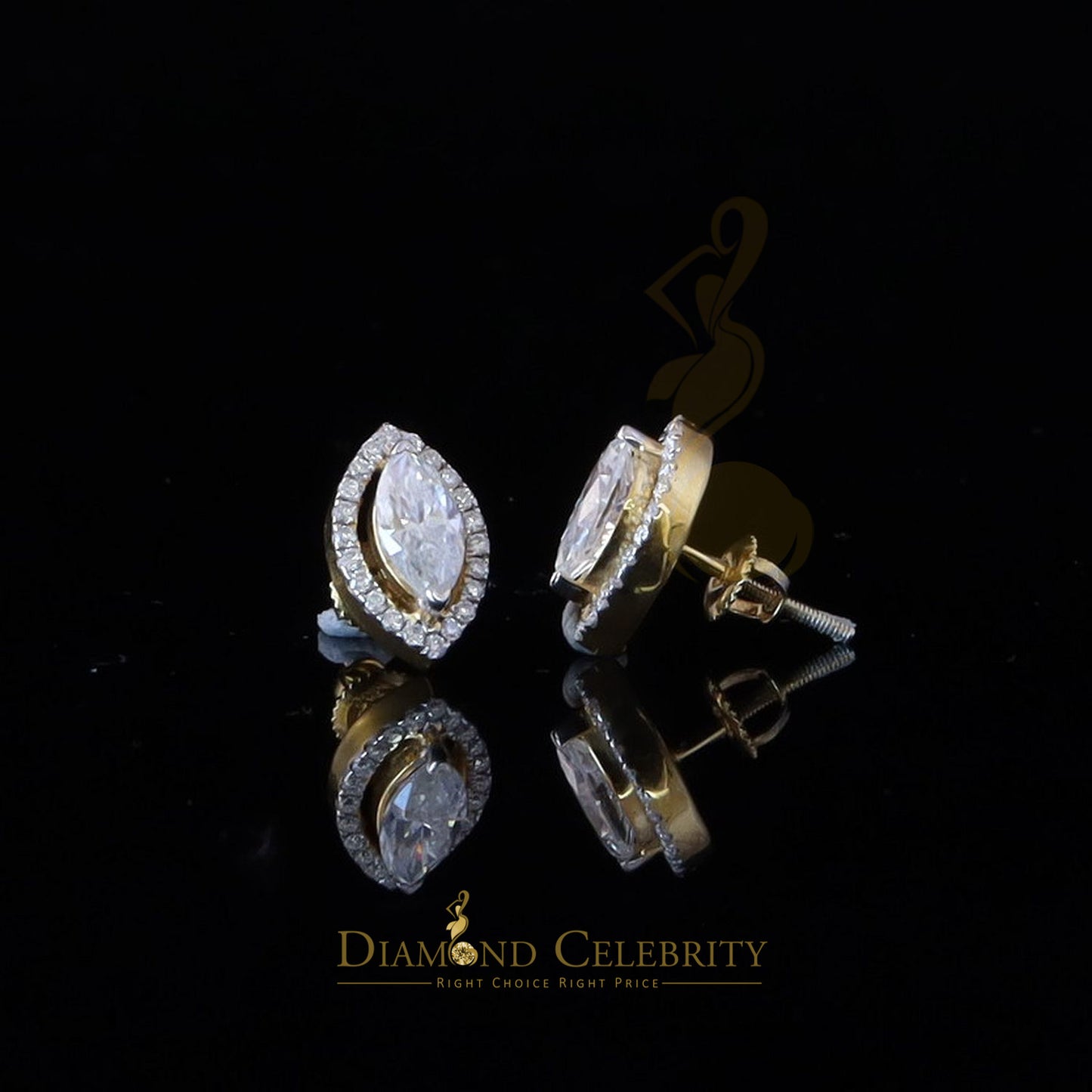 DiamondCelebritees Men's/Women's 925 Silver Yellow 2.50 ct VVS 'D' Moissanite Stud Earrings