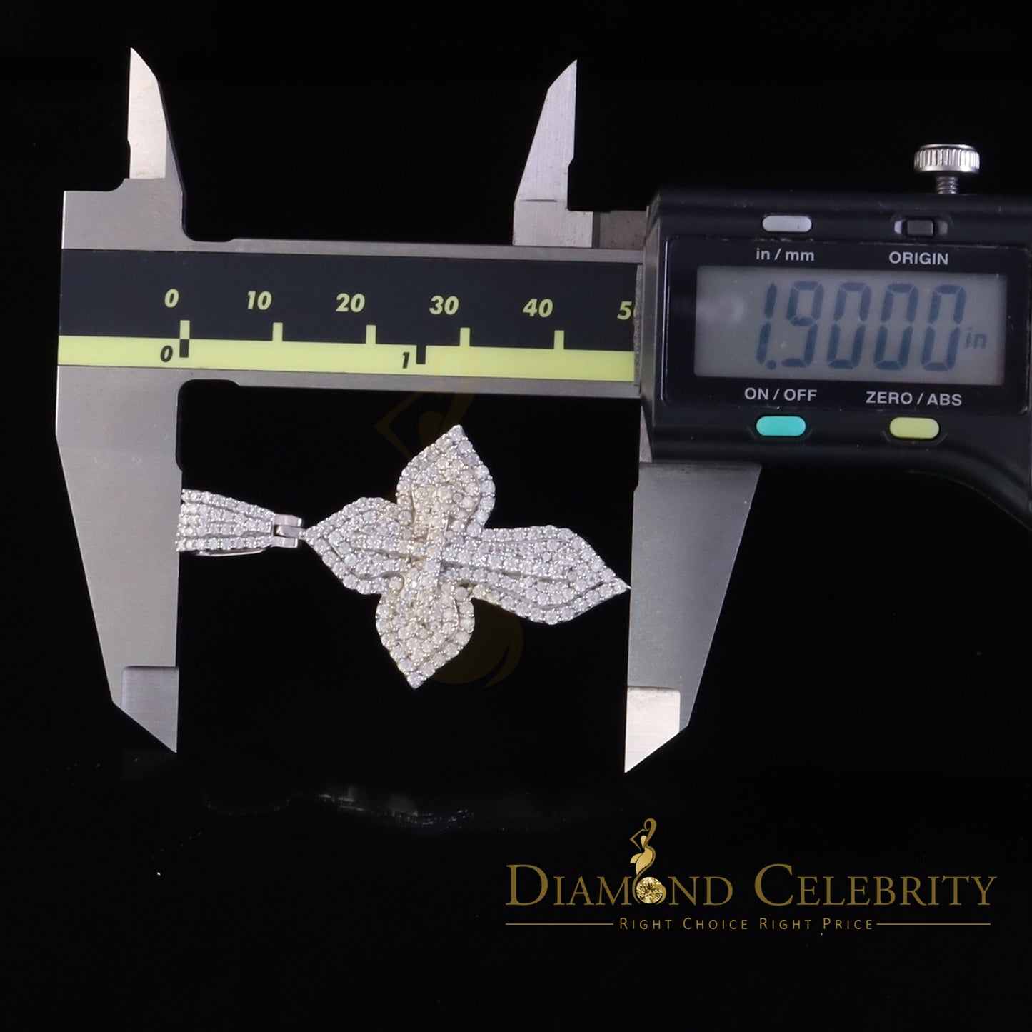 Diamondcelebritees 3.0ct VVS D Moissanite White Silver Charm Cross Floury Pendant Men's & Women's