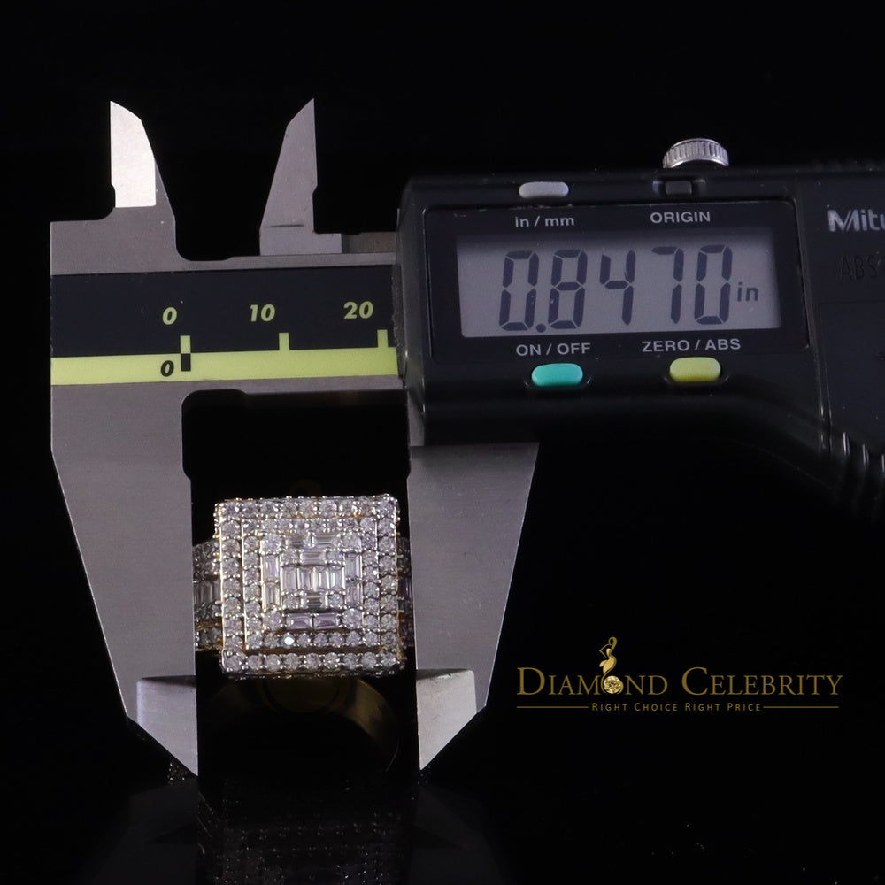 DiamondCelebritees 925 Yellow Silver 5.00ct VVS 'D' Moissanite Stone Men's for Square Rings Size 10