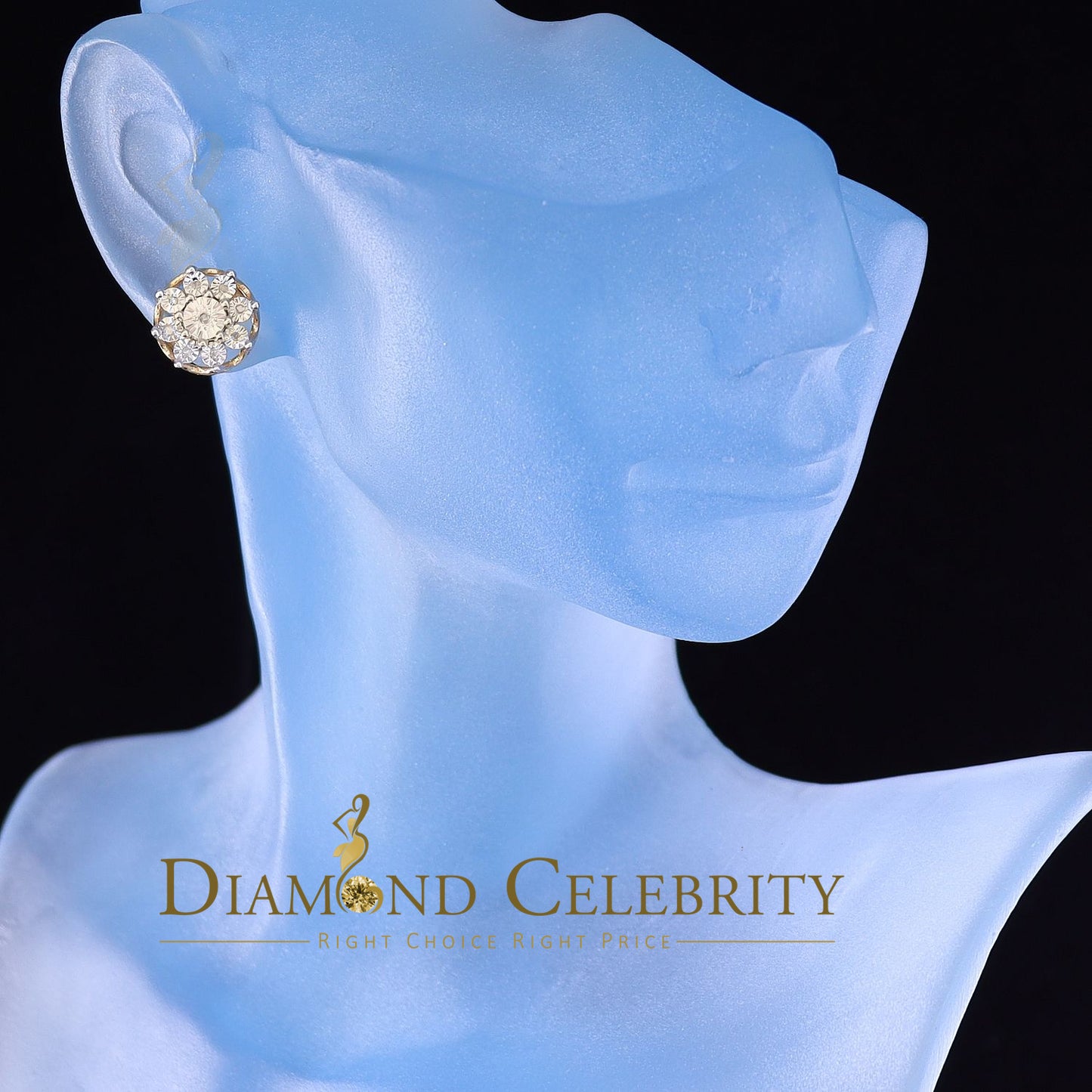 DiamondCelebritees Yellow 925 Sterling Silver 0.10ct Diamond For Men's & Women's Floral Earrings