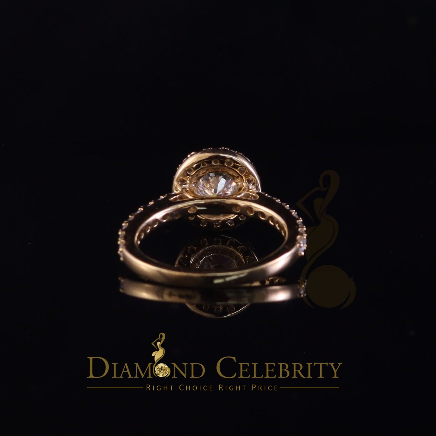 King Of Blings 10K Yellow Gold 3.00CT VVS' 'FL' D clr Round Moissonite Womens Ring S/7