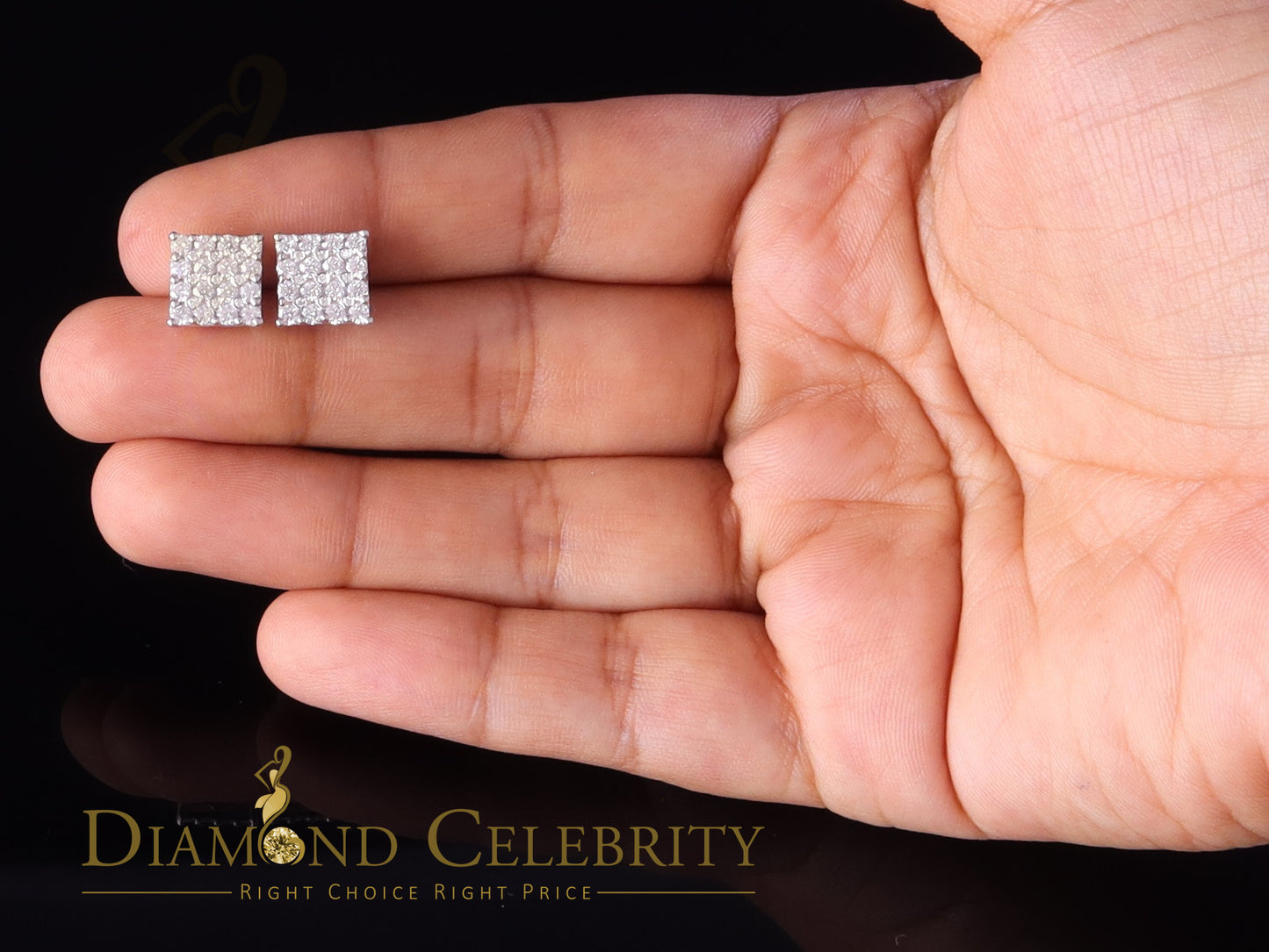 Diamondcelebritees Men's/Womens 925 Silver White 1.00ct VVS 'D' Moissanite Square Stud Earrings