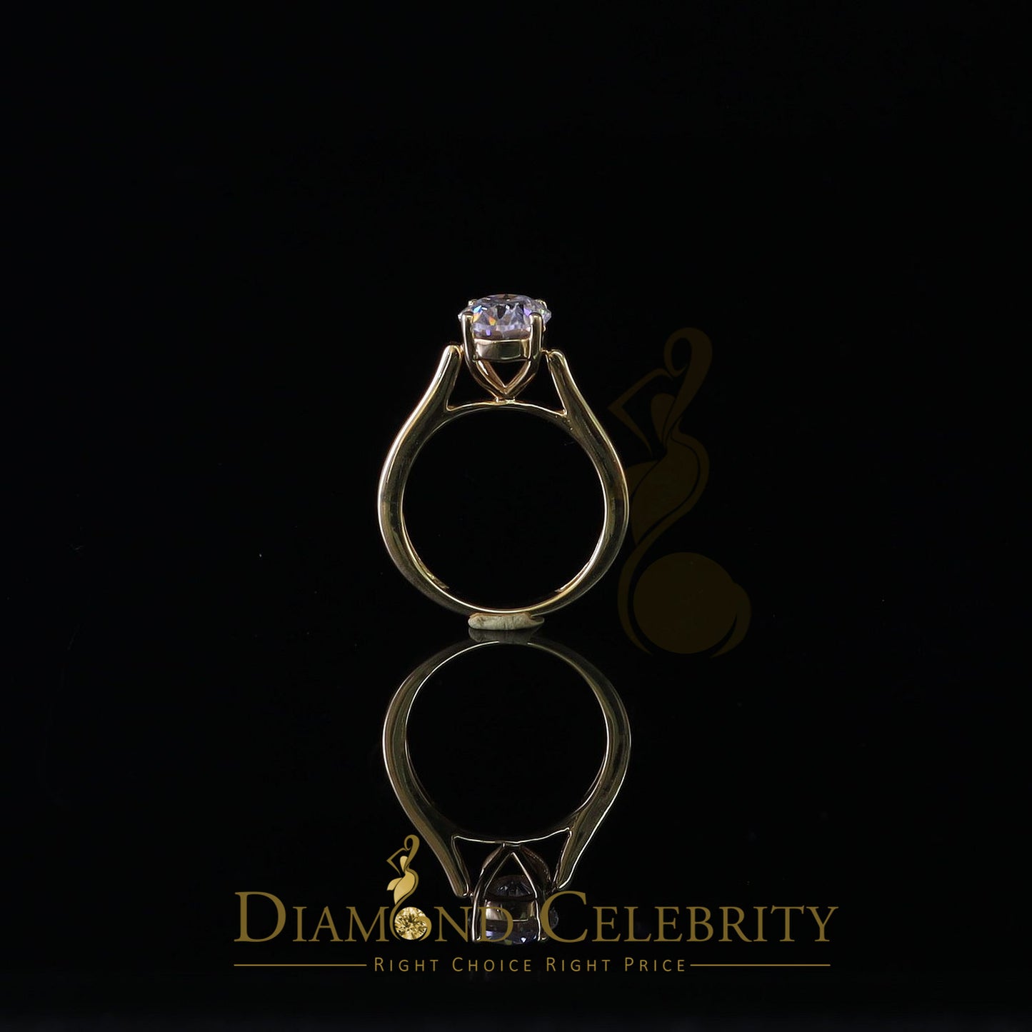 King Of Blings 10K Yellow Gold 2.00CT VVS' 'FL' D clr Oval Cut Solitaire Moissonite Ring S/7