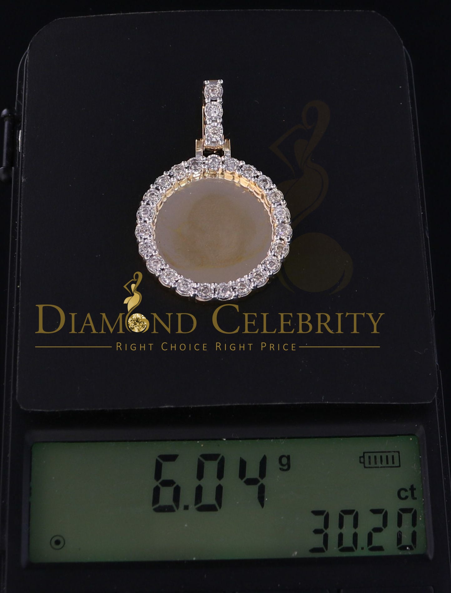 DiamondCelebritees Real 0.50ct Diamond Sterling Silver 1" PICTURE Charm FAshion Yellow Pendant