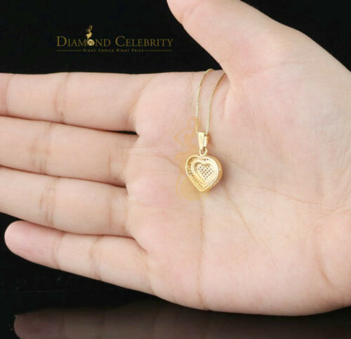 DiamondCelebritees Real 0.25ct Diamond 925 Sterling Silver HEART Charm Necklace Pendant in Yellow