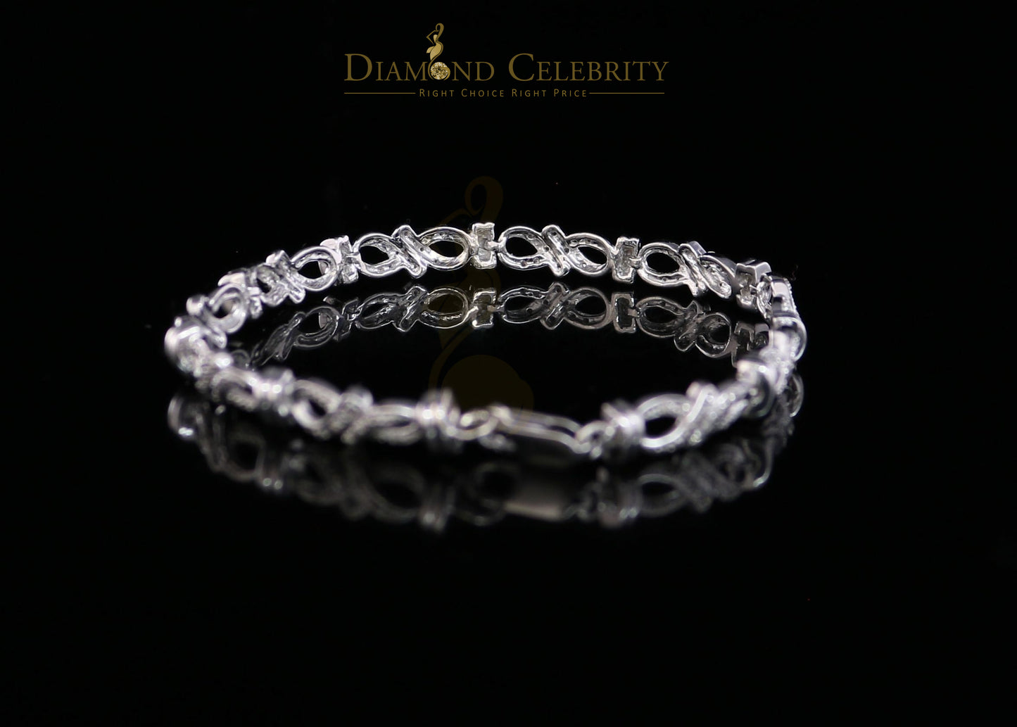 Diamondcelebritees 925 Sterling Silver White Bracelete Size 7 Inch with 0.22CT Genuine Diamonds