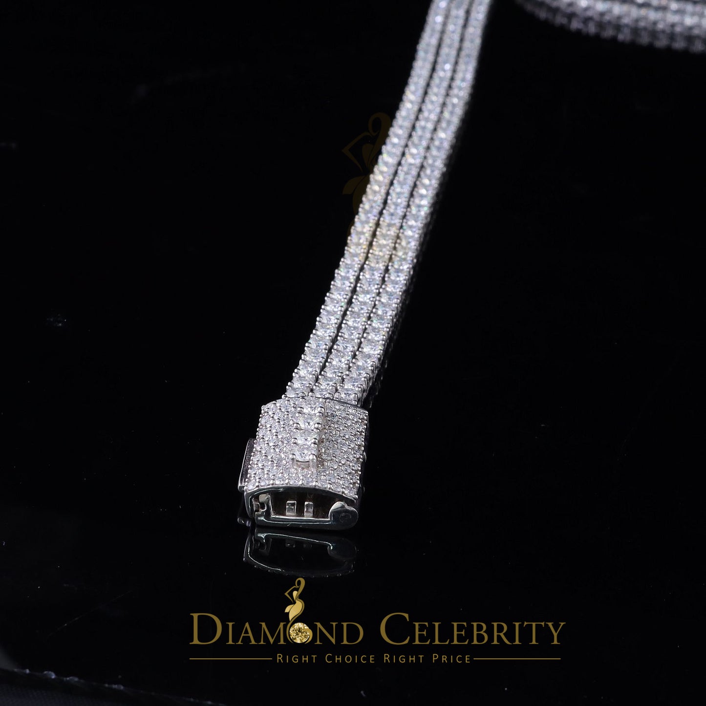 DiamondCelebritees Tennis Necklace 925 Silver White 90ct Moissanite size 18/20/22 inch & Width 4mm