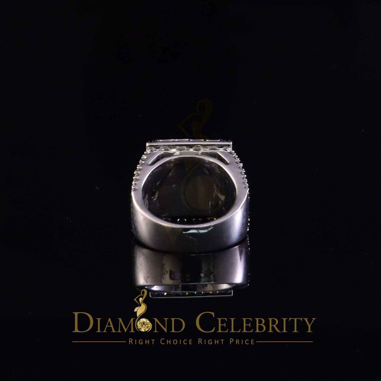 DiamondCelebritees 5.00ct VVS 'D' Moissanite 925 Silver White Rectangle Rings Size 10 for Men's