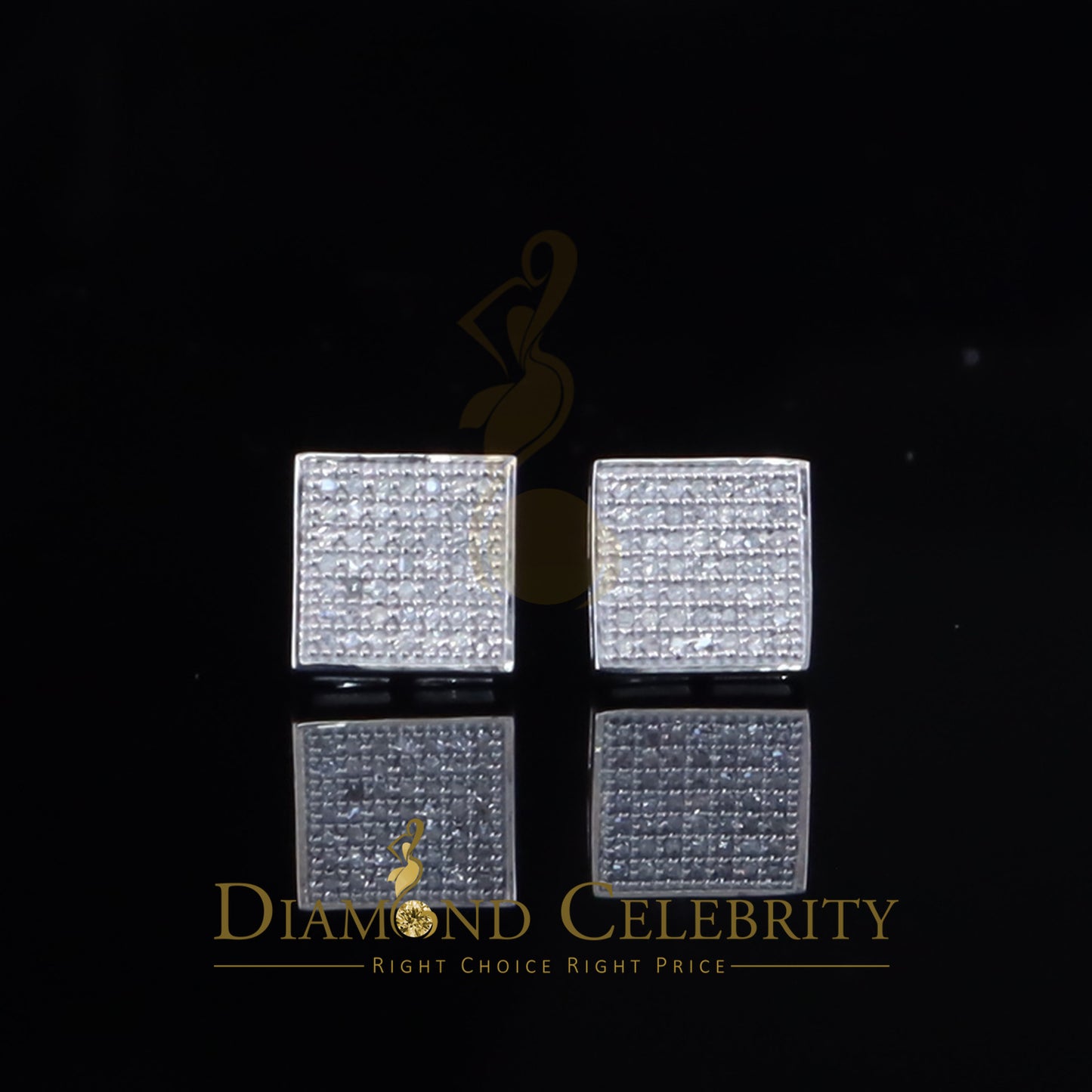 DiamondCelebritees 925 Sterling Silver Diamond White 0.25ct Princess Shape Stud Earring For Womens