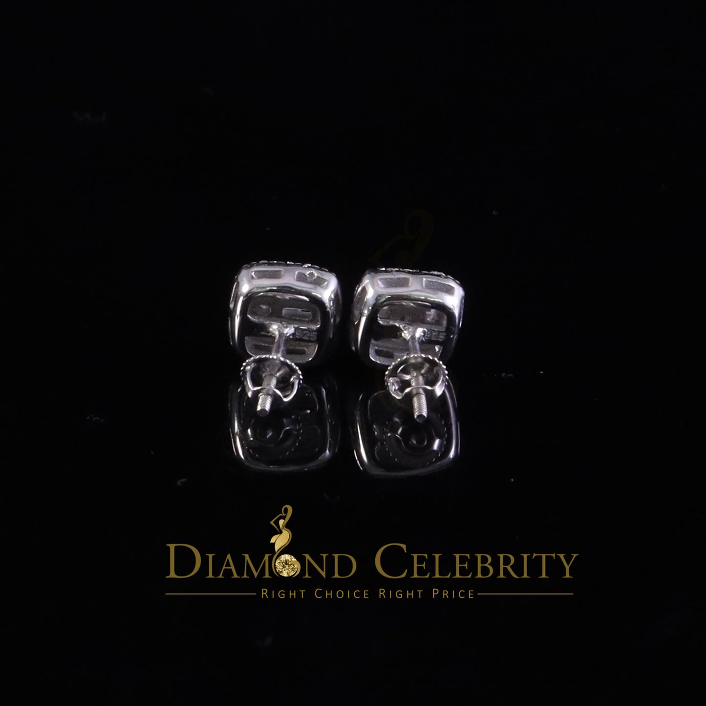 Diamondcelebritees 925 Silver White 0.75ct VVS 'D' Baguette Moissanite Men's/Women's Stud Earrings