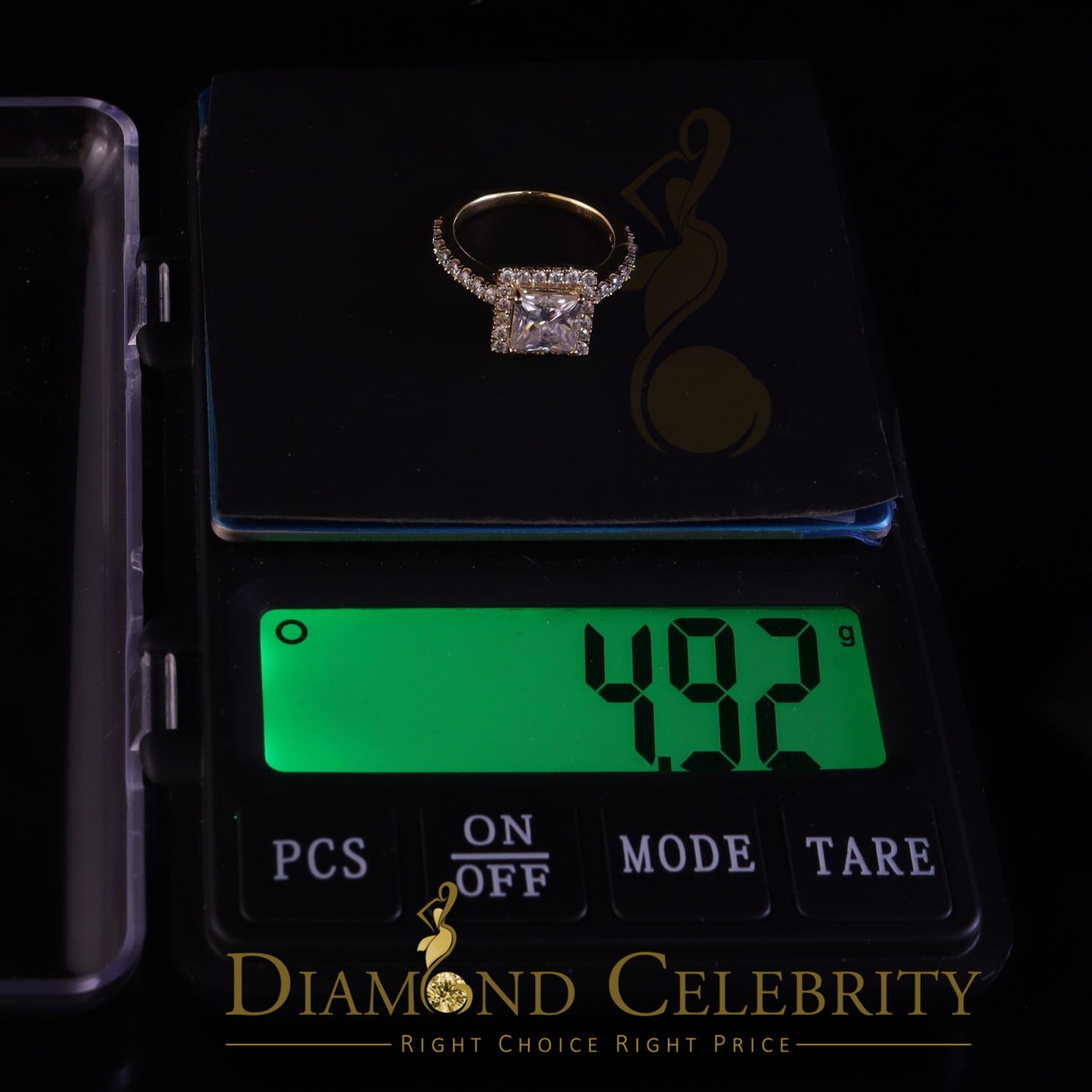 King Of Blings 10K Yellow Gold 3.00CT 'VVS' 'FL' D clr Moissonite Womens Engagement Ring S/7