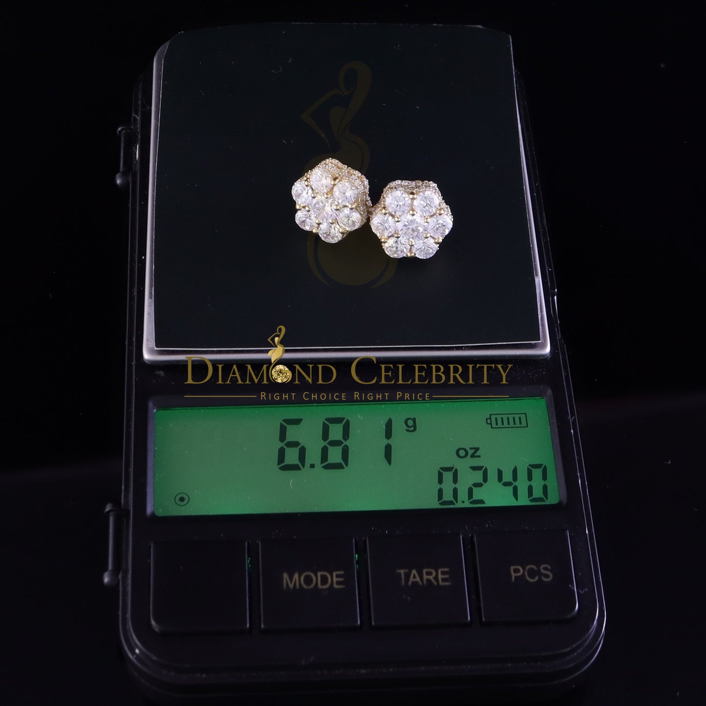 DiamondCelebritees 8.72ct Cubic Zirconia 925 Silver Yellow For Men's & Women's Floral Style Earring